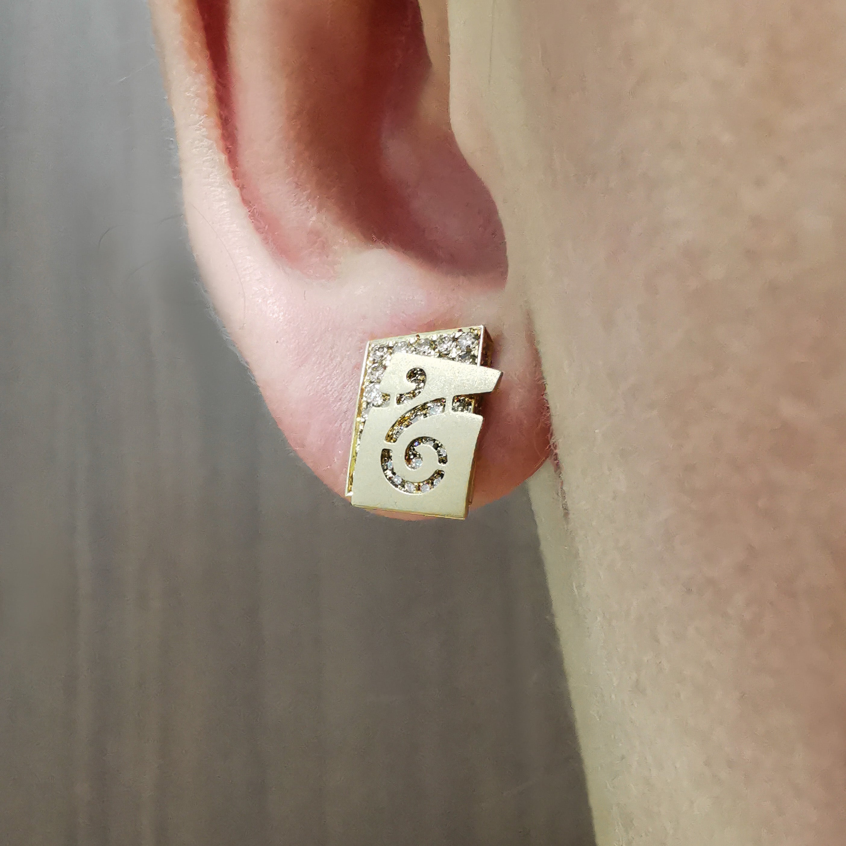 Champagne Diamonds 18K Yellow Gold Earrings, E 0003-4
