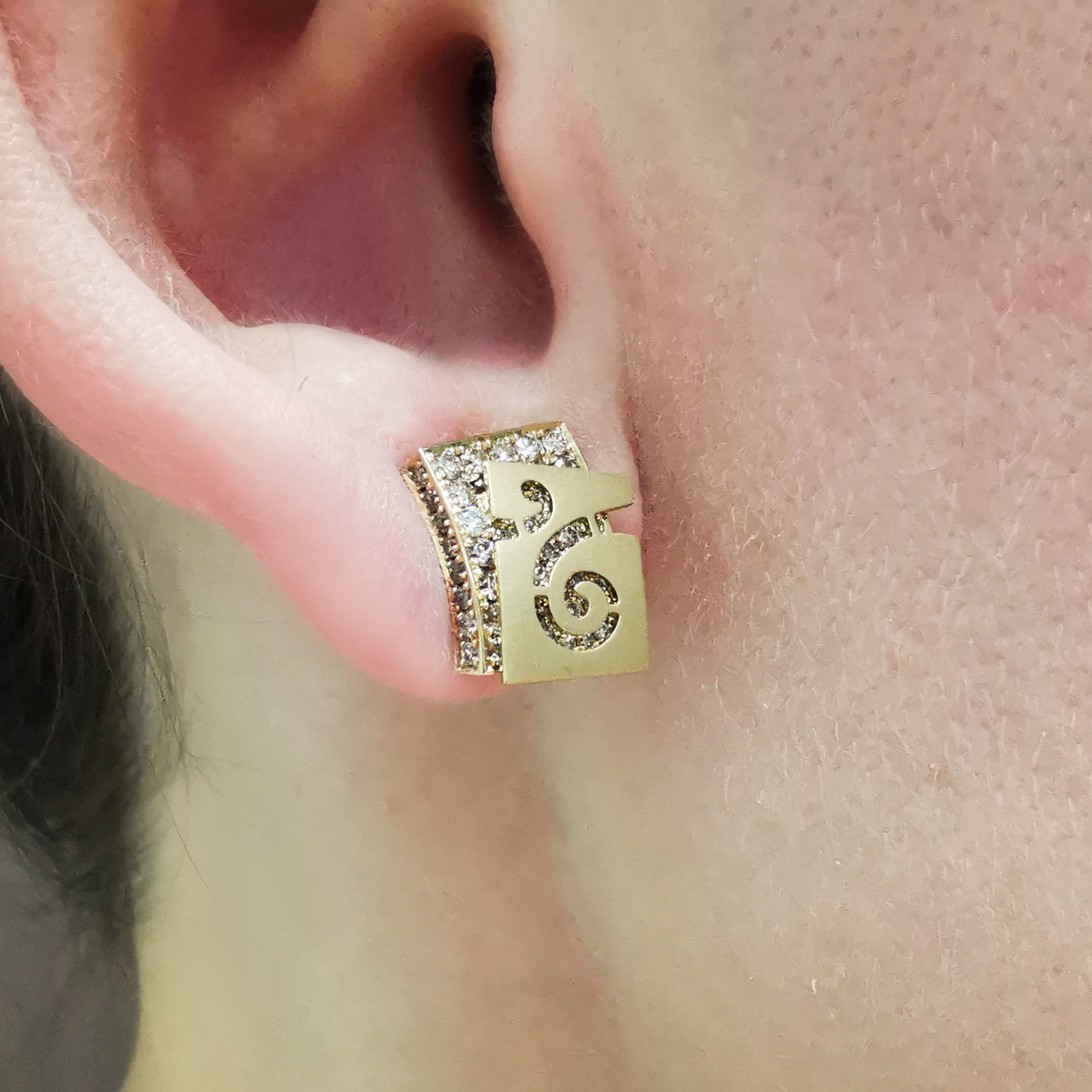 Champagne Diamonds 18K Yellow Gold Earrings, E 0003-4