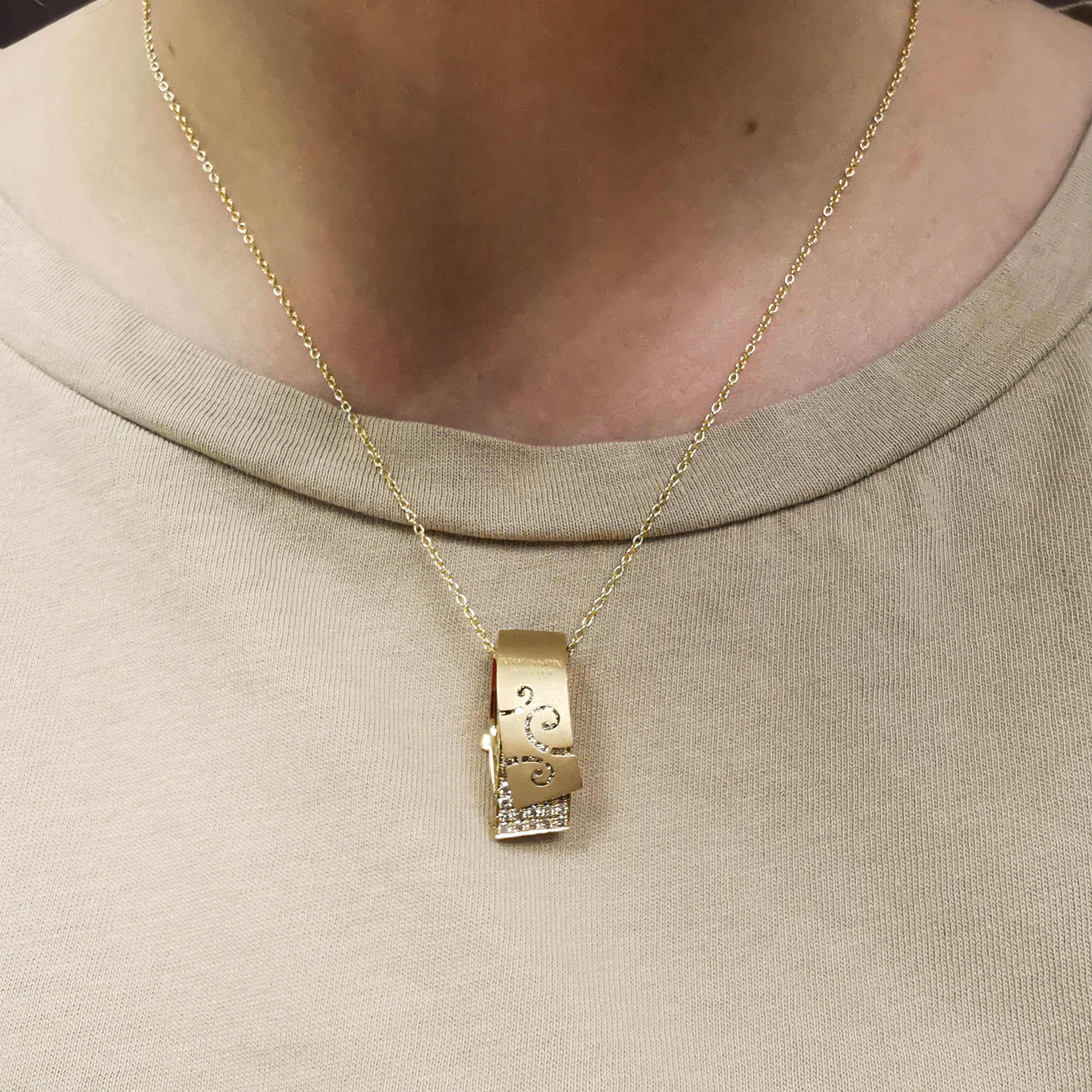 Champagne Diamonds 18K Yellow Gold Pendant, P 0003-1