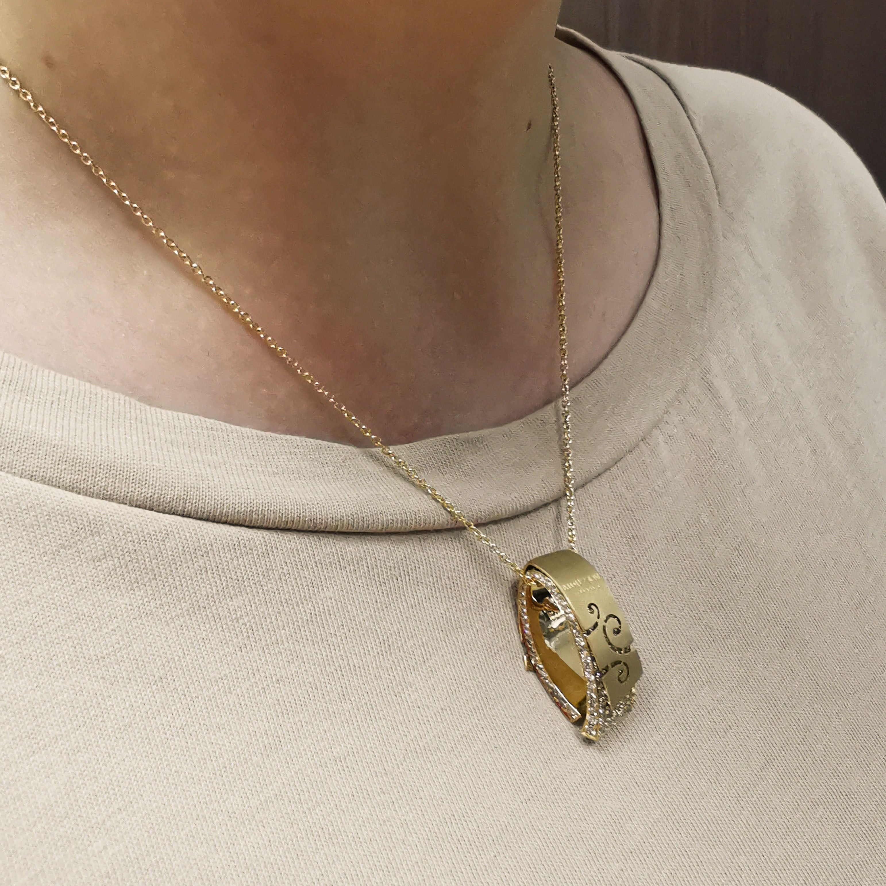 Champagne Diamonds 18K Yellow Gold Pendant, P 0003-1
