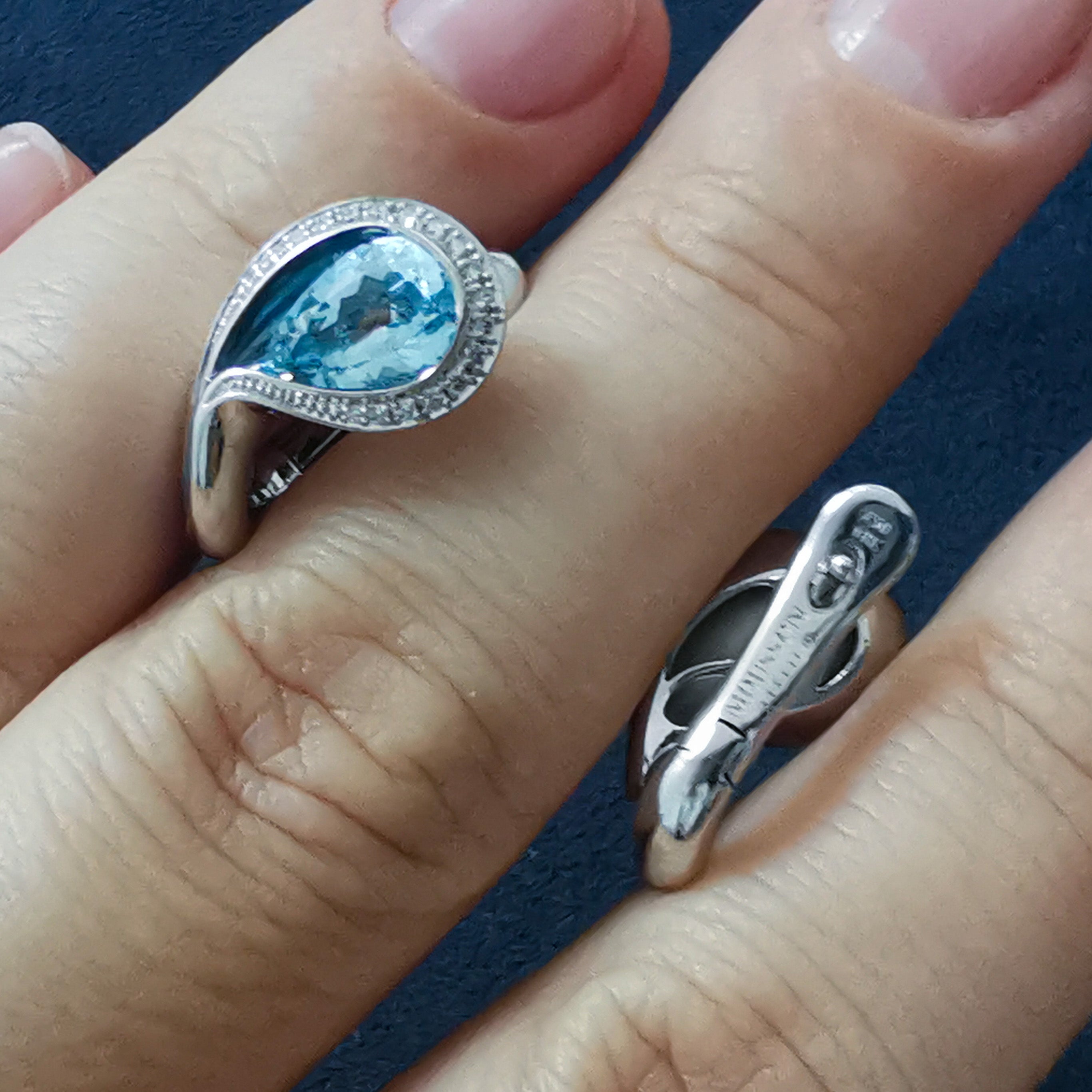 Enamel, Aquamarine, Diamonds 18K White Gold Earrings, E 0123-40