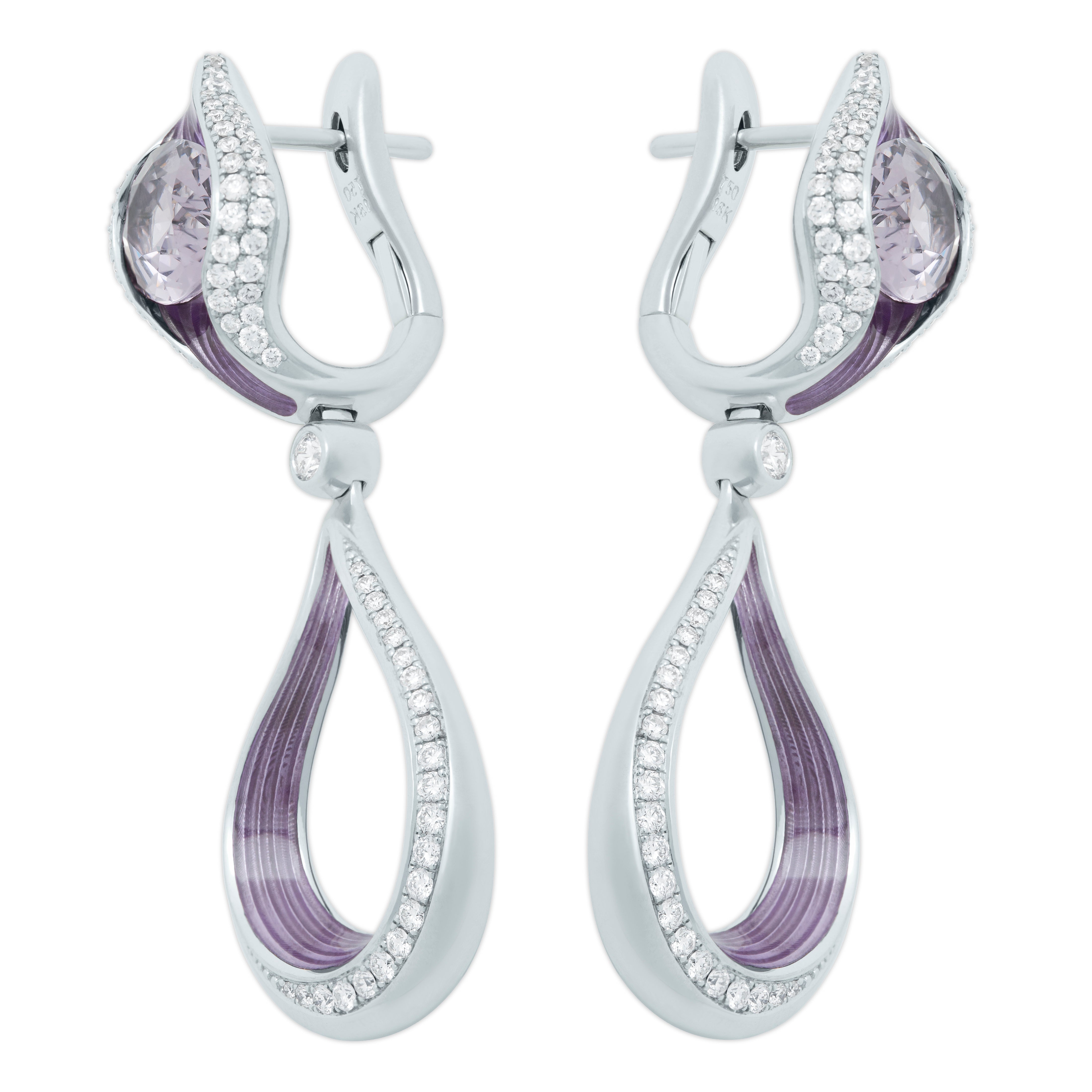 Enamel, Spinel, Diamonds 18K White Gold Earrings, E 0123-03