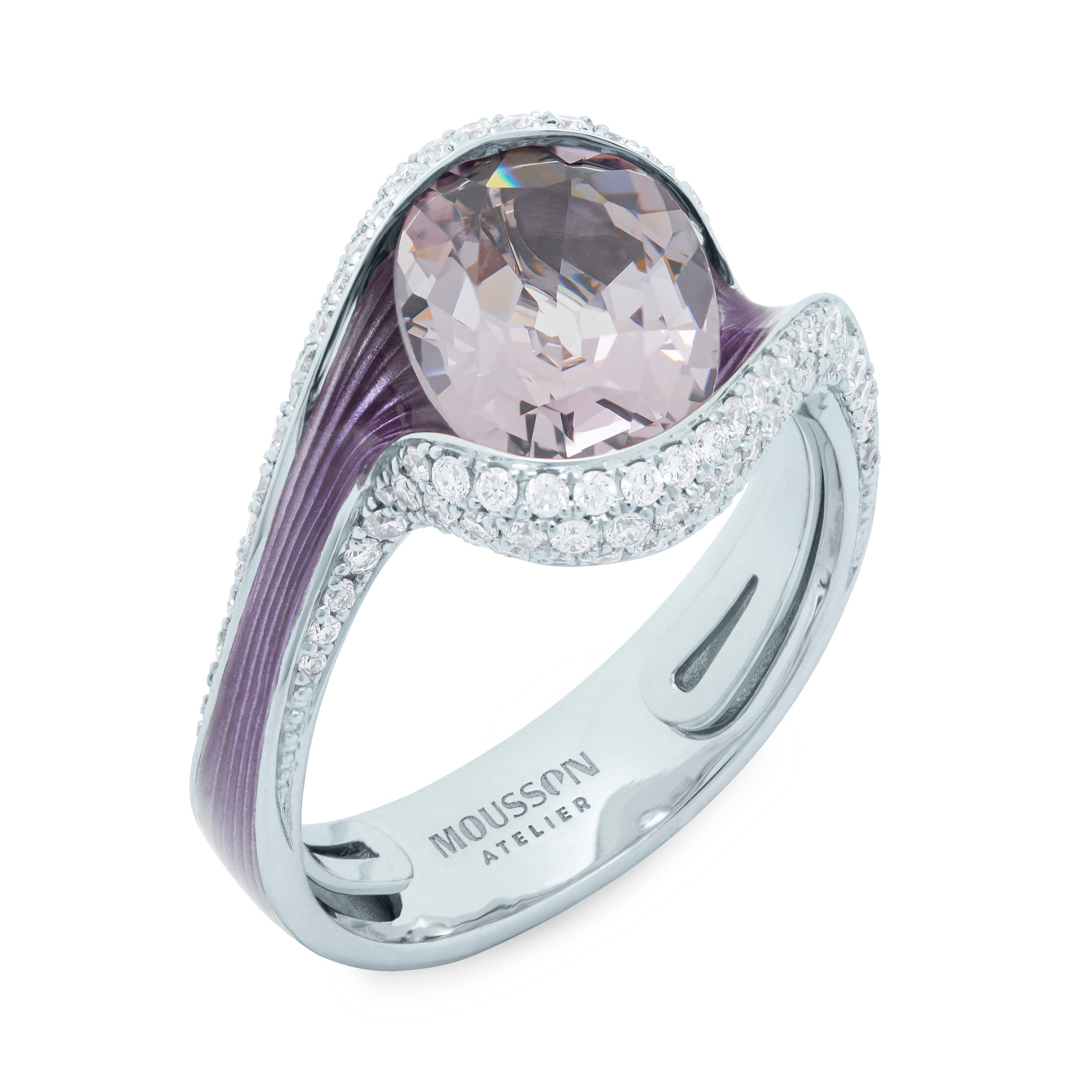 Spinel, Enamel, Diamonds 18K White Gold Ring, R 0123-0