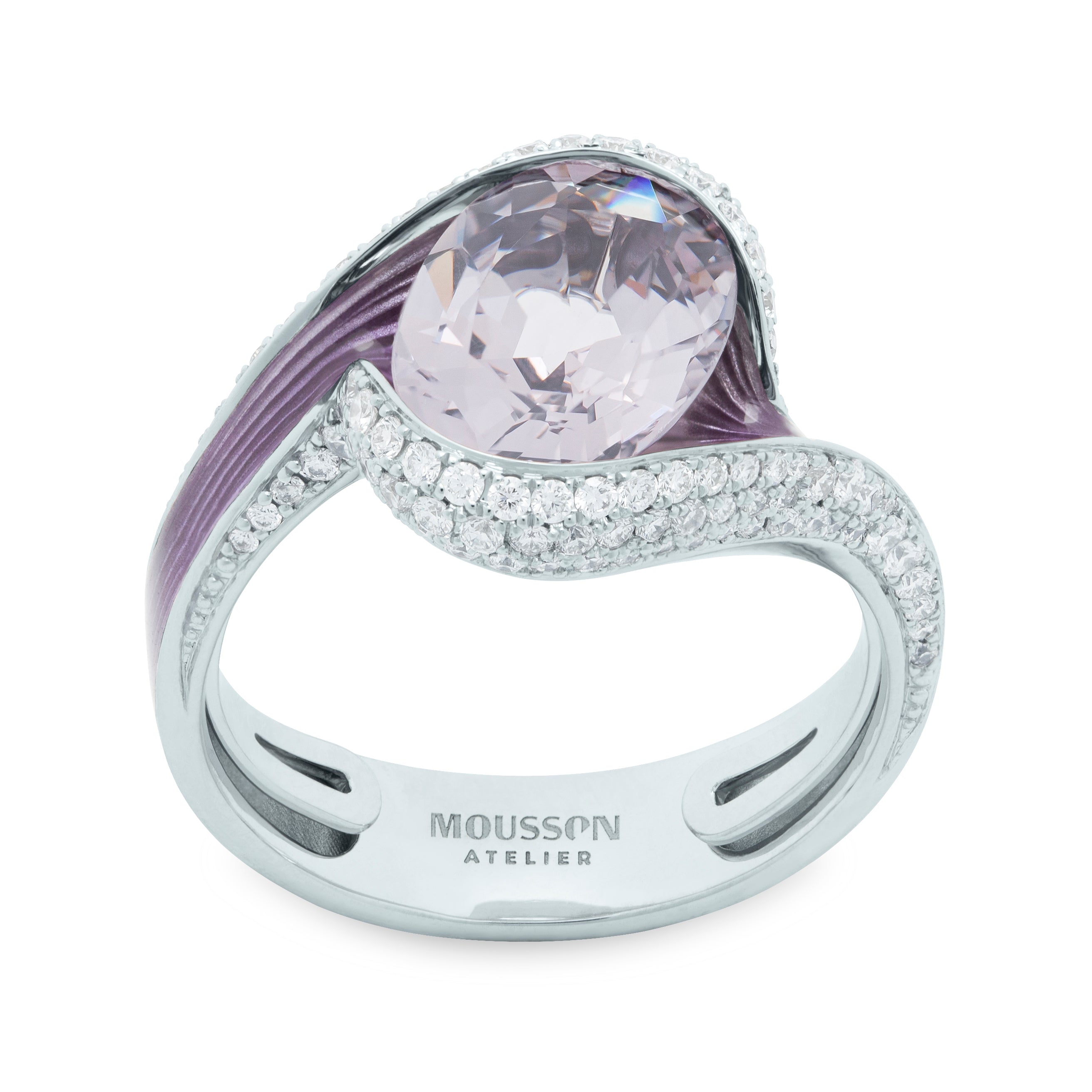 Spinel, Enamel, Diamonds 18K White Gold Ring, R 0123-0