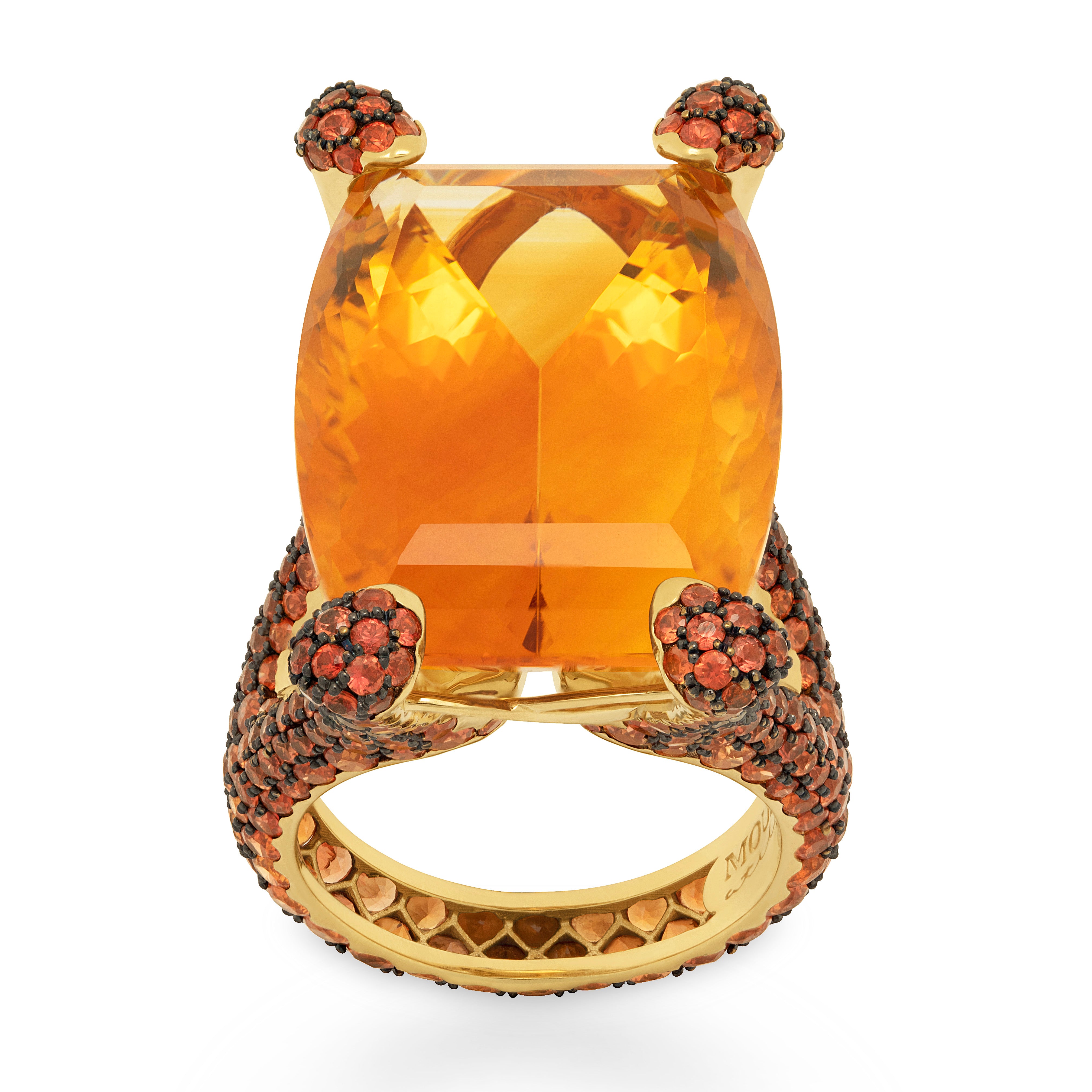 Citrine, Orange Sapphire 18K Yellow Gold,  Ring, R 0049-0