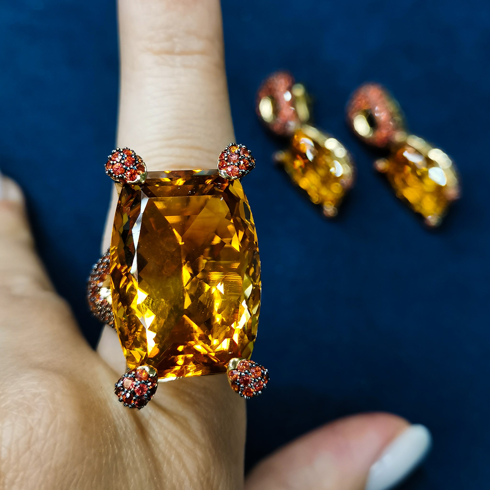 Citrine, Orange Sapphire 18K Yellow Gold,  Ring, R 0049-0