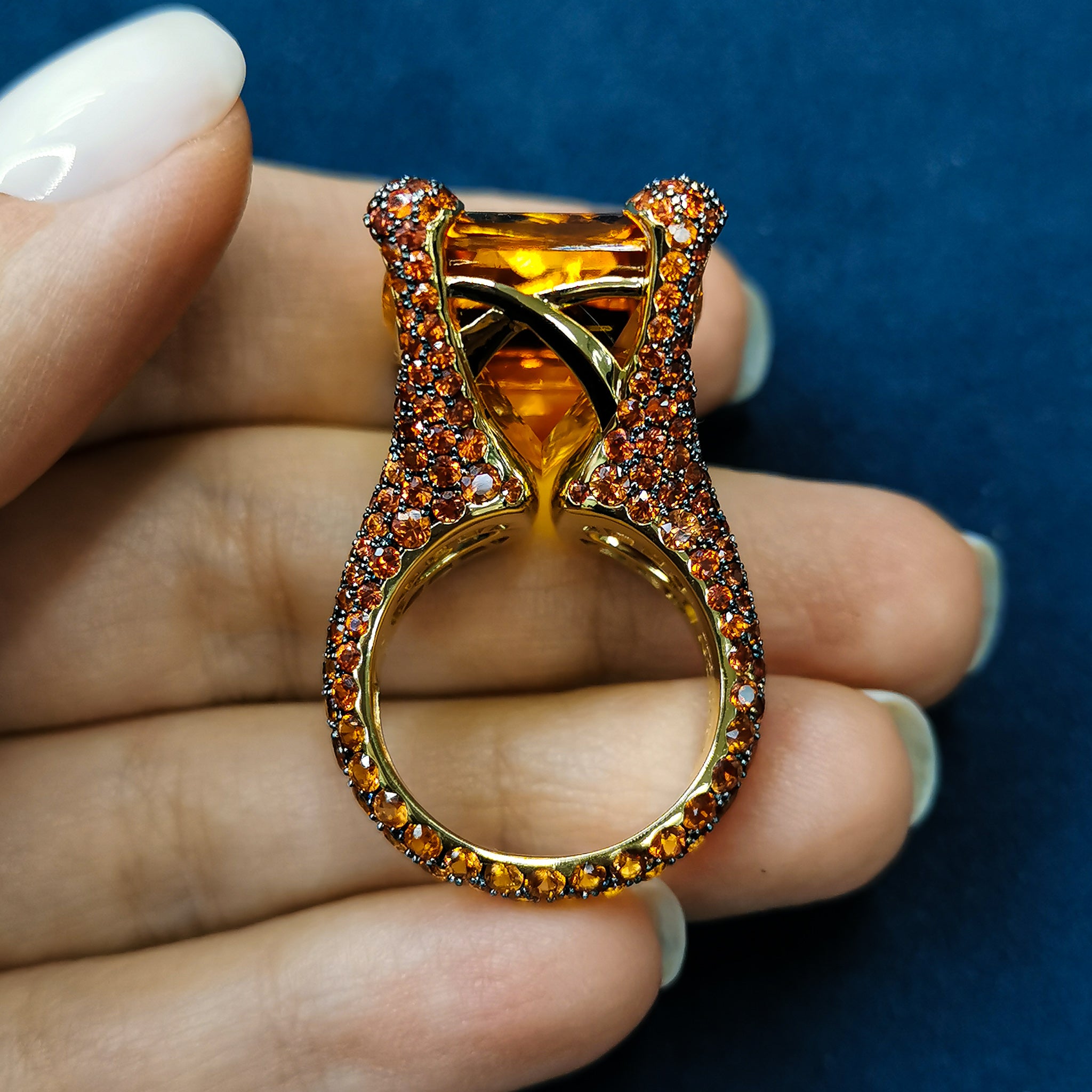 Citrine, Orange Sapphire 18K Yellow Gold,  Ring, R 0049-0