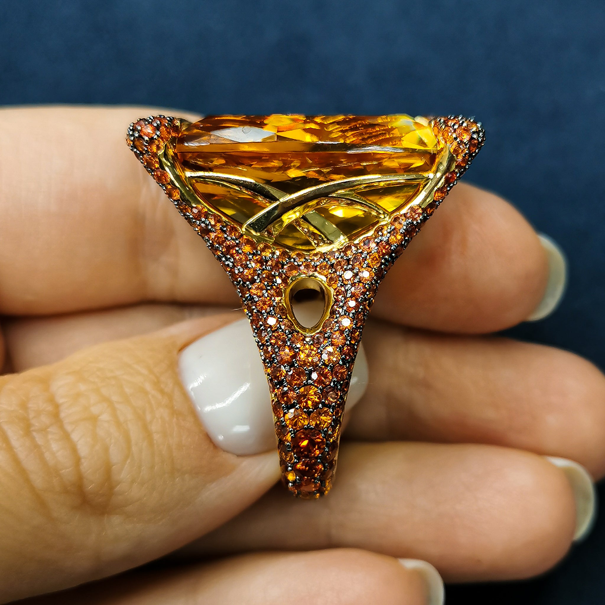 Citrine, Orange Sapphire 18K Yellow Gold,  Ring, R 0049-0