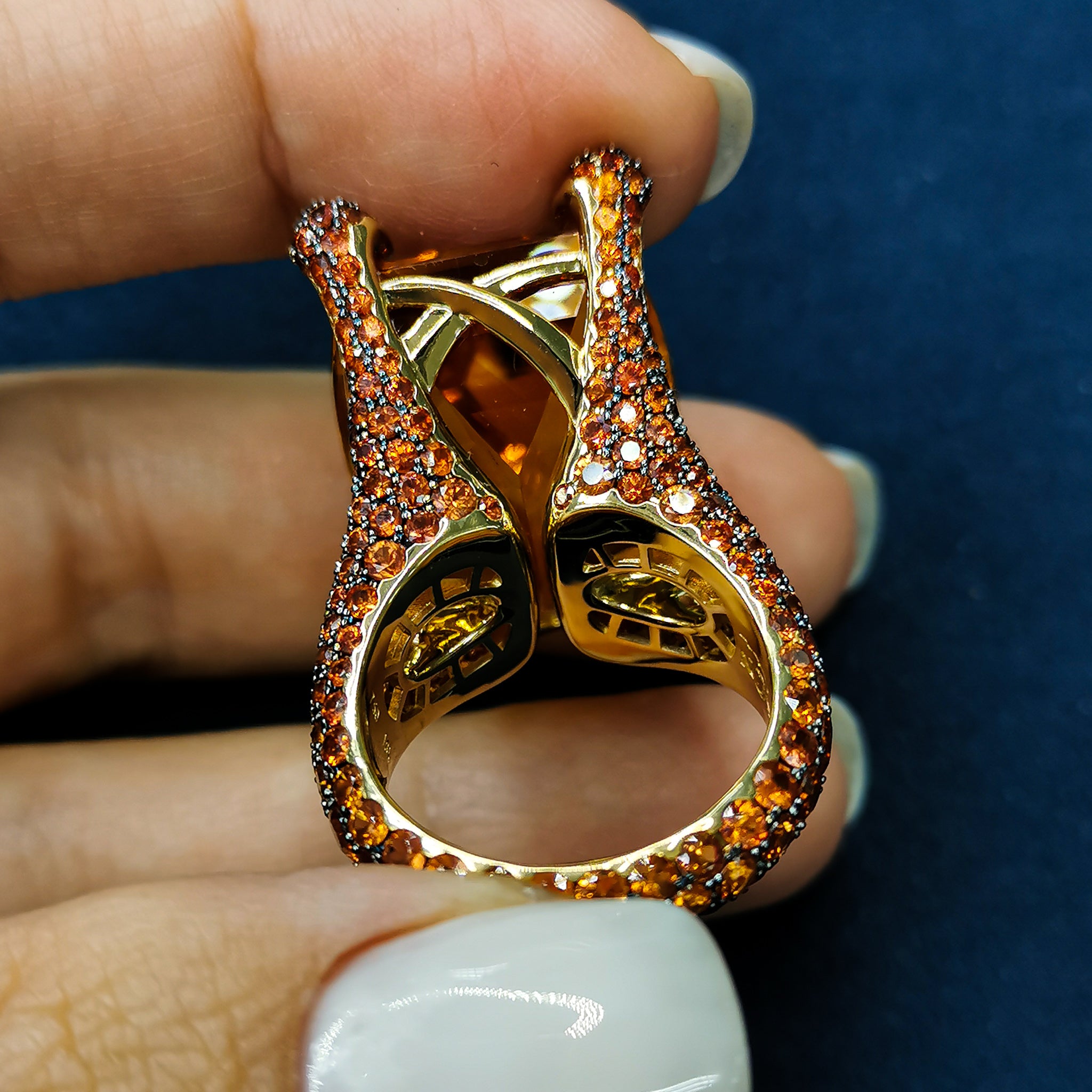 Citrine, Orange Sapphire 18K Yellow Gold,  Ring, R 0049-0