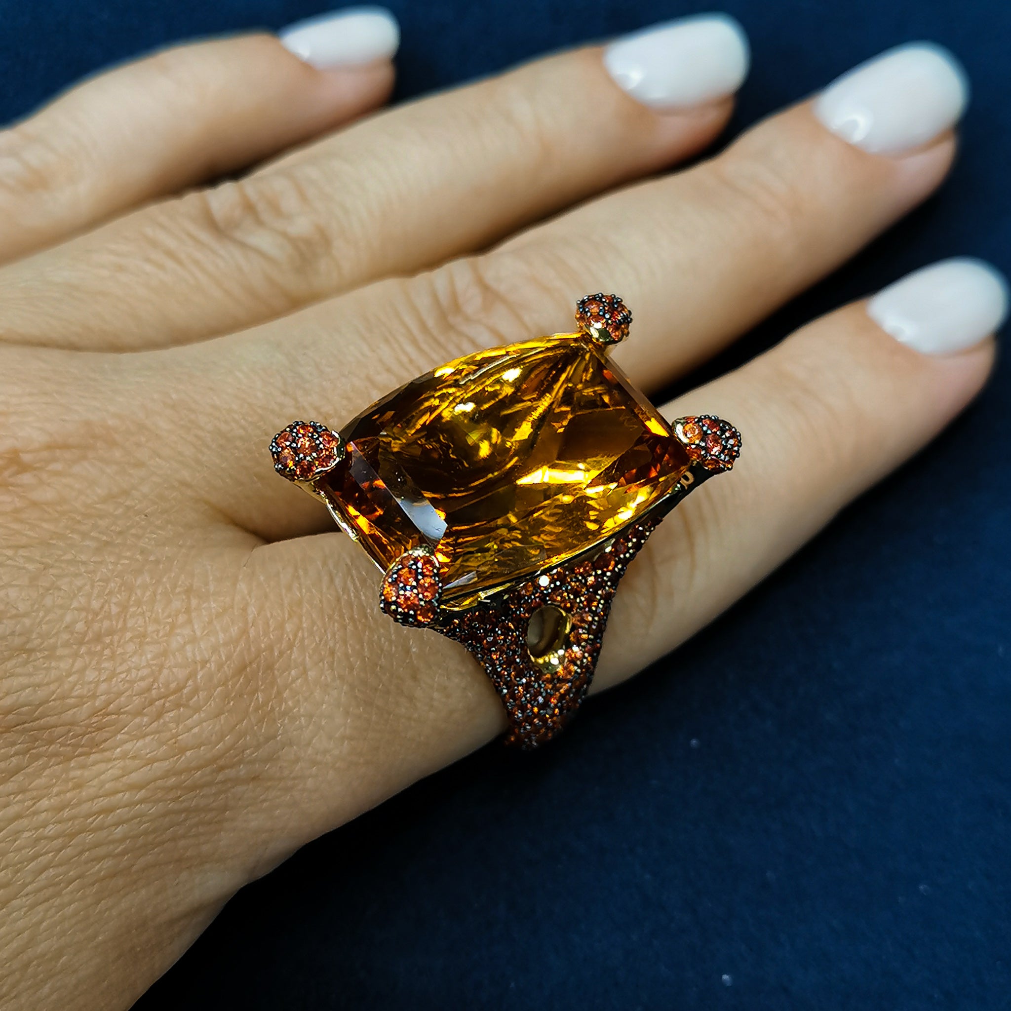 Citrine, Orange Sapphire 18K Yellow Gold,  Ring, R 0049-0