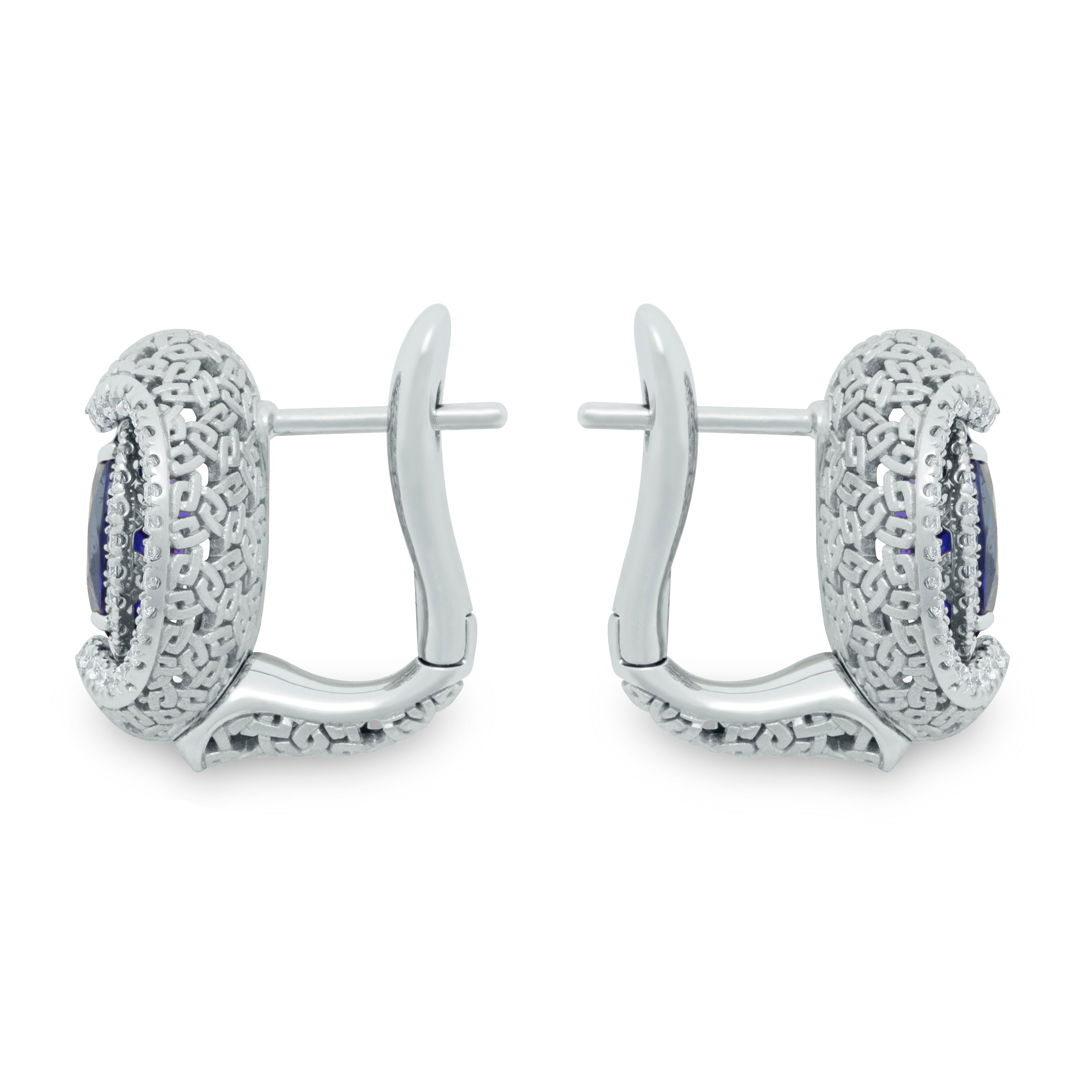 Tanzanite, Diamonds 18K White Gold Earrings,  E 0144-11