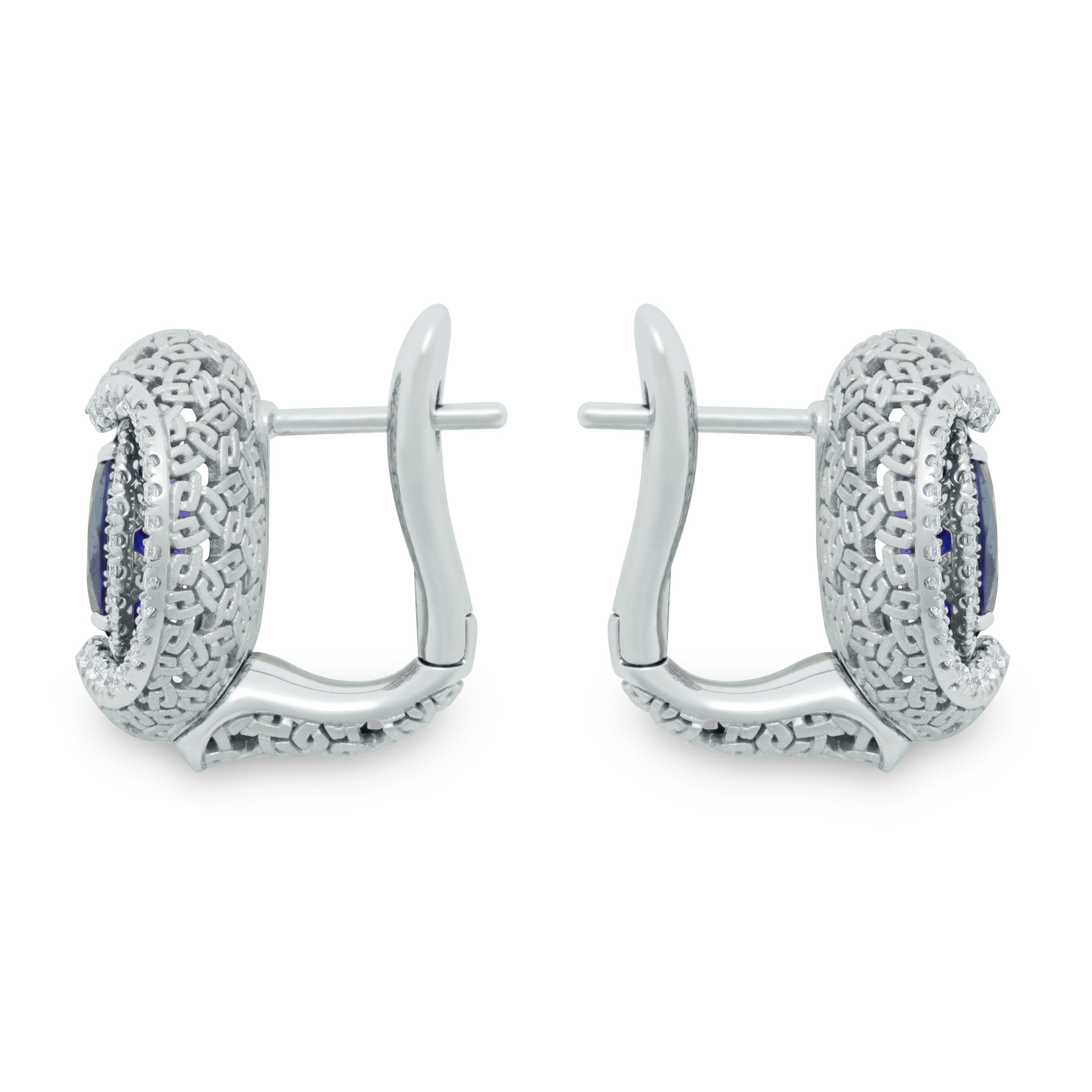 E 0144-11, 18K White Gold, Tanzanite, Diamonds Earrings