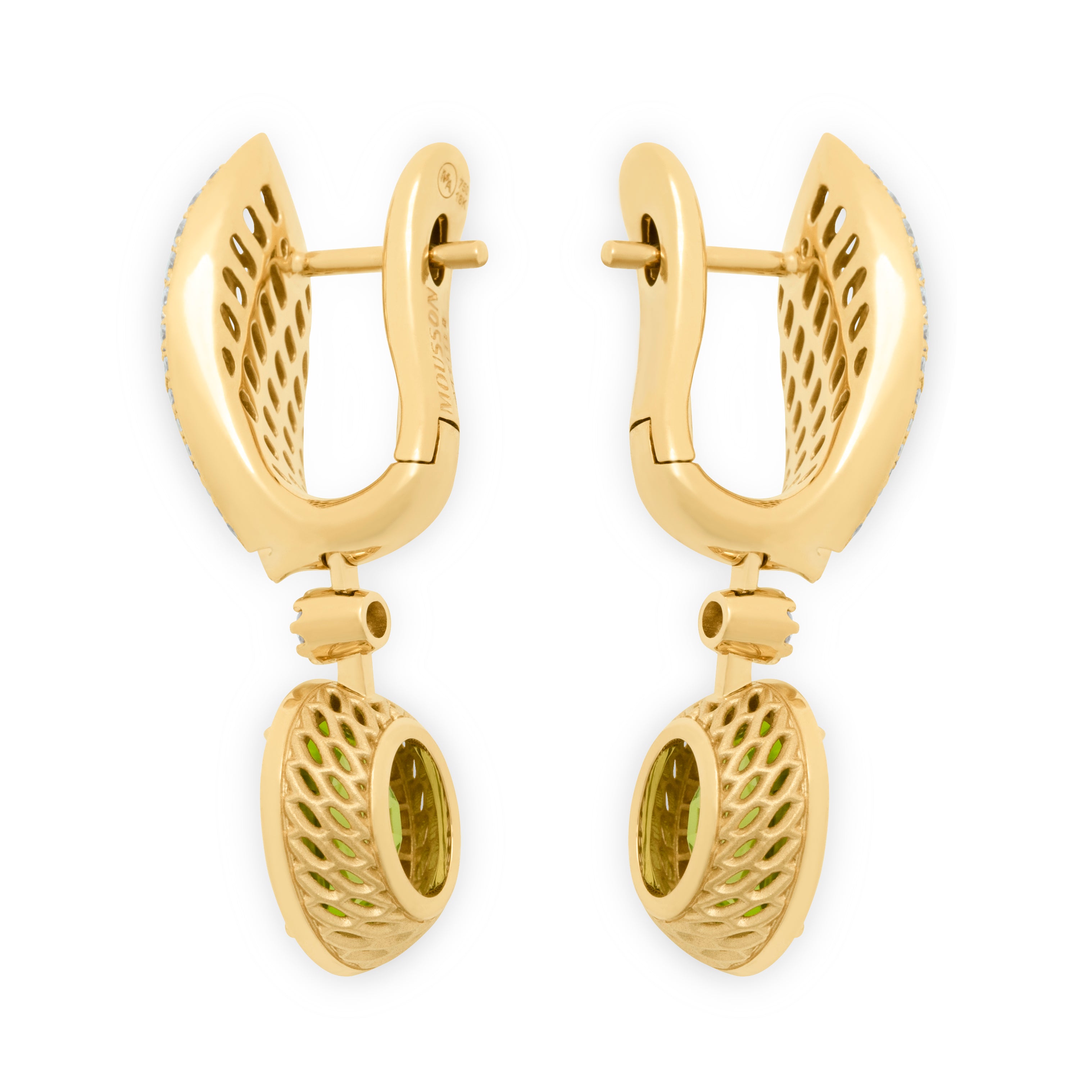 Peridot, Diamonds 18K Yellow Gold Earrings, E 0144-22