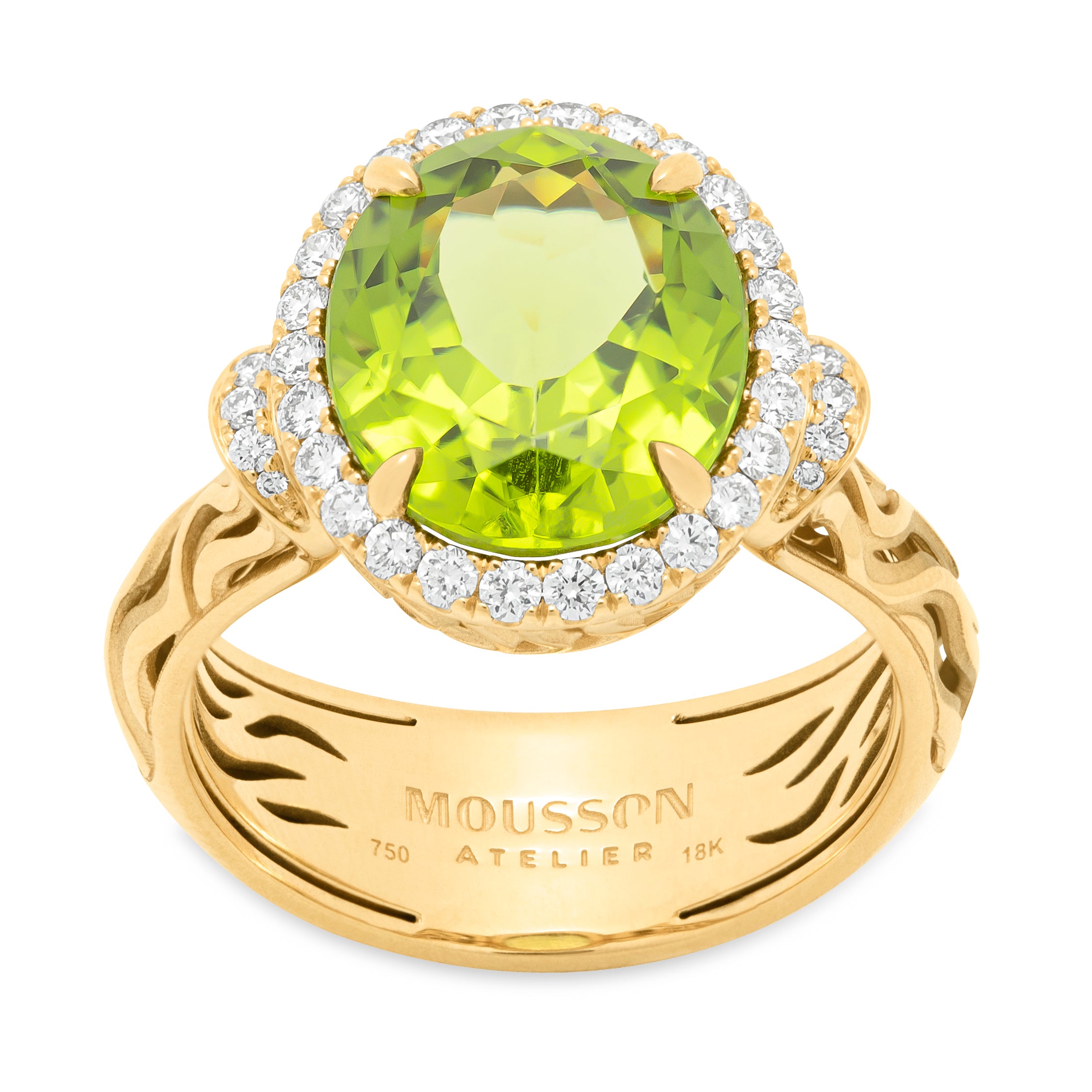 Peridot, Diamonds 18K Yellow Gold, Ring, R 0144-0
