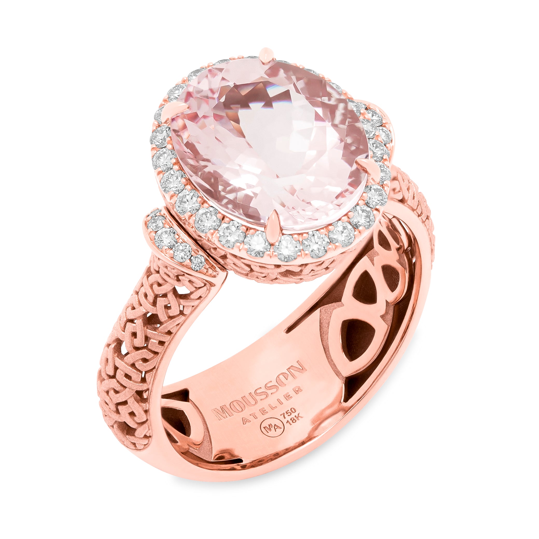 Morganite, Diamonds 18K Rose Gold Ring, R 0144-11