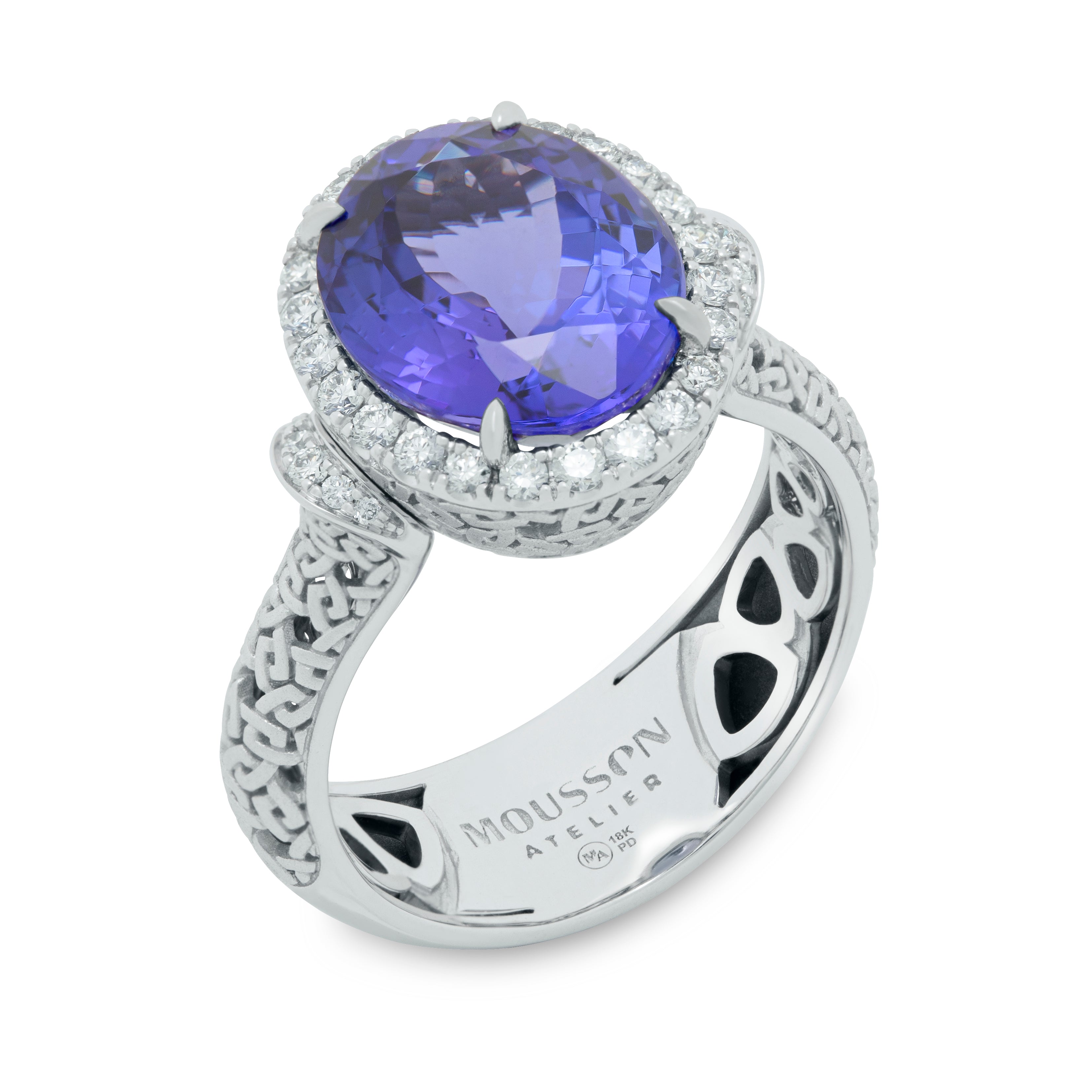 R 0144-11, 18K White Gold, Tanzanite, Diamonds Ring