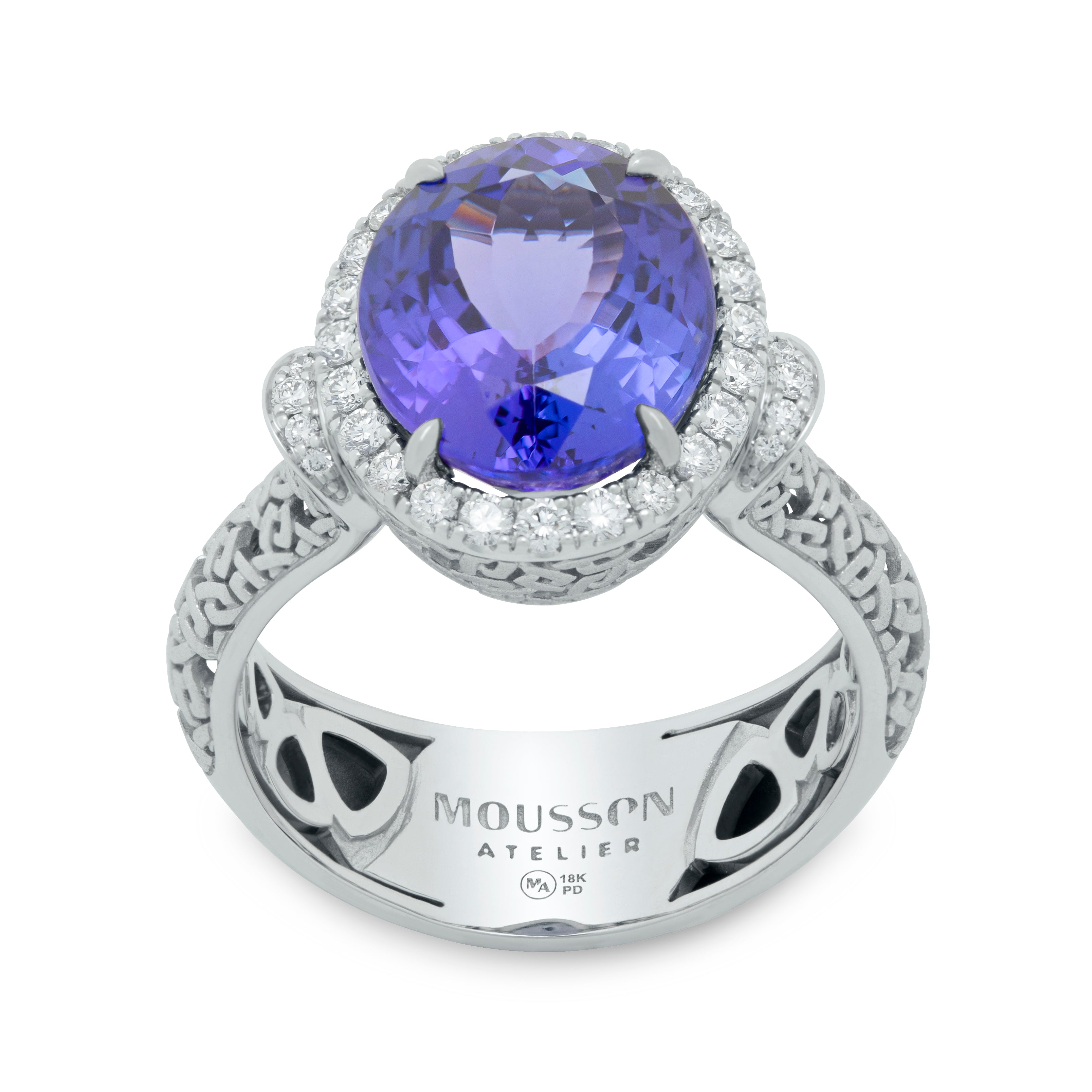 R 0144-11, 18K White Gold, Tanzanite, Diamonds Ring