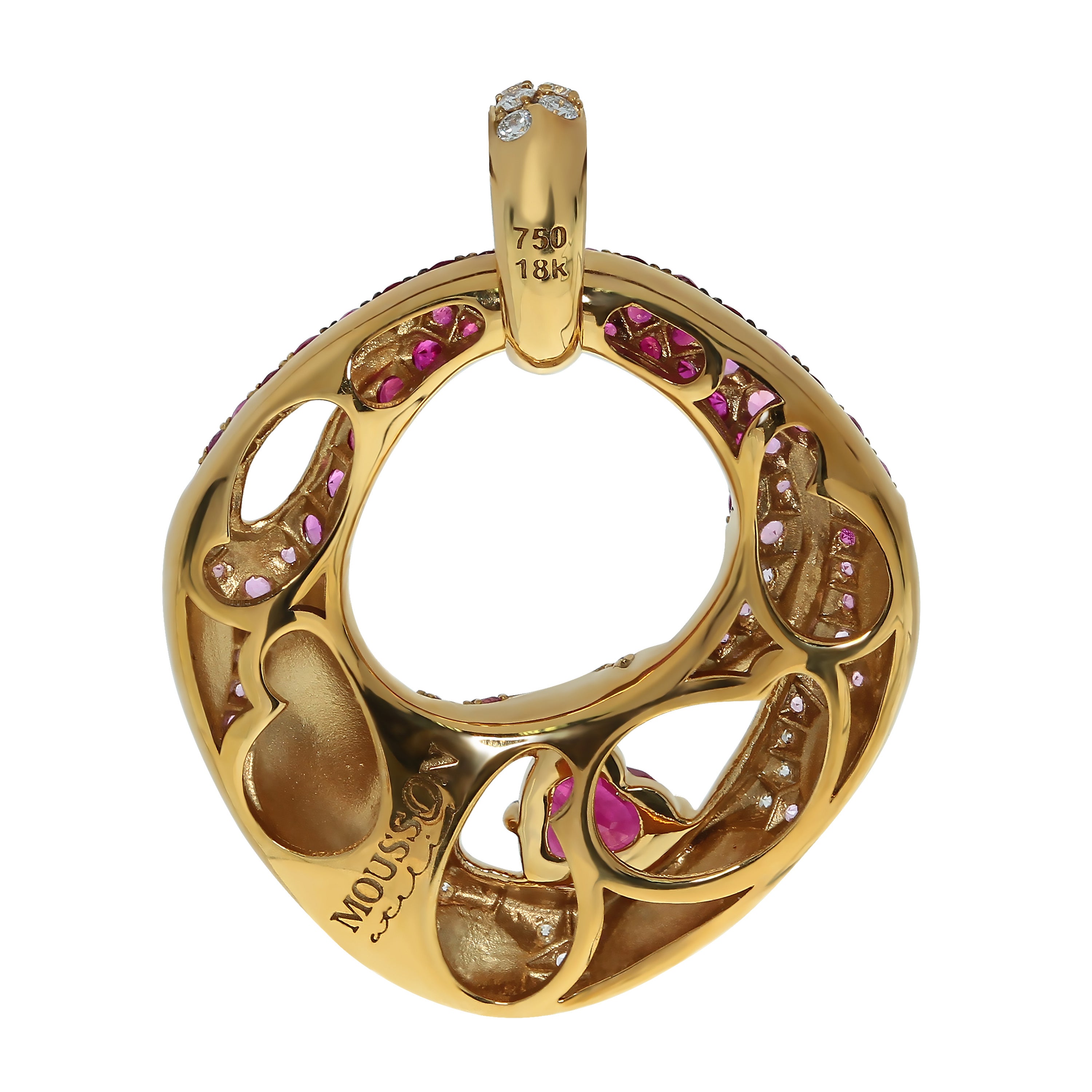 Ruby, Diamonds 18K Yellow Gold, Pendant, P 0079-0