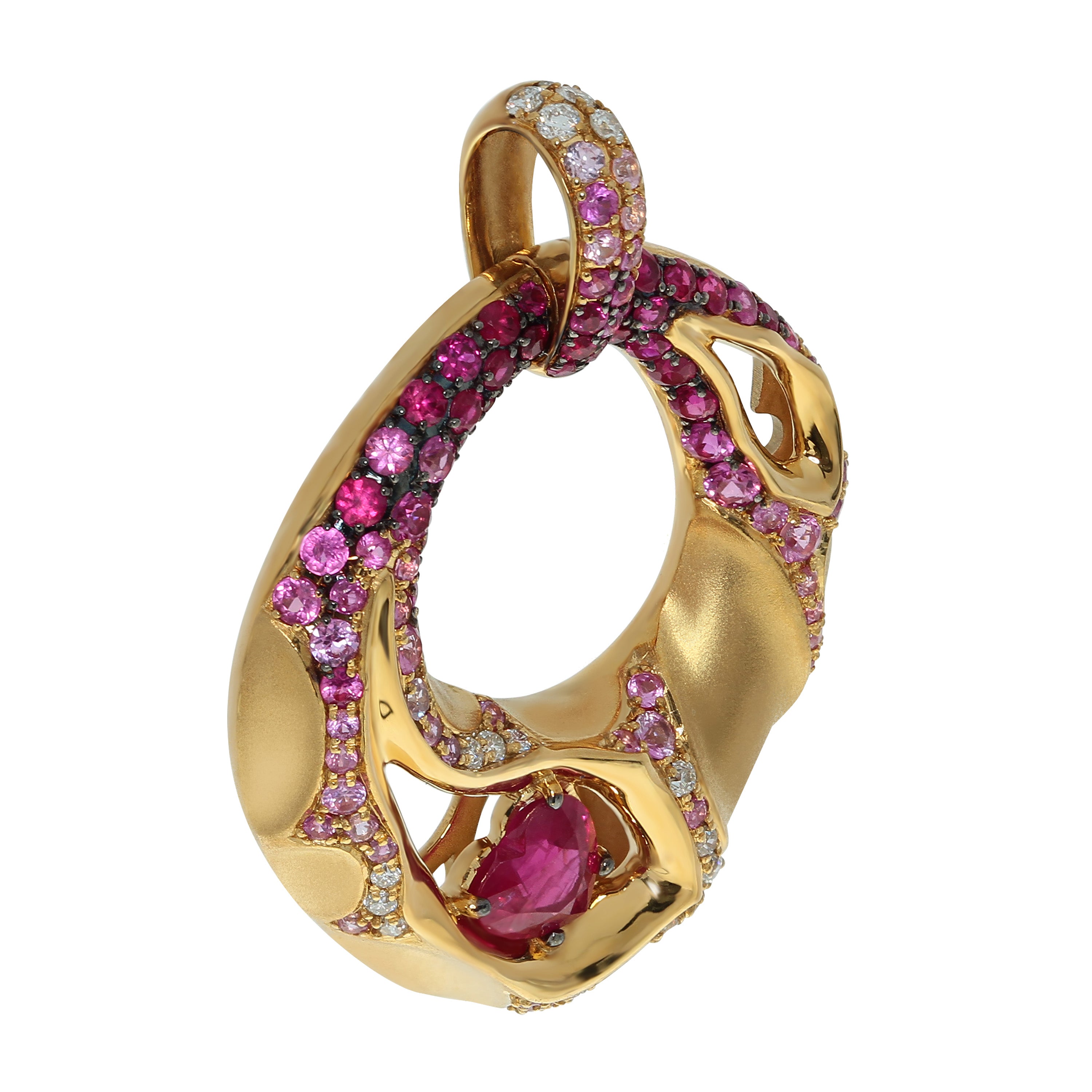 Ruby, Diamonds 18K Yellow Gold, Pendant, P 0079-0
