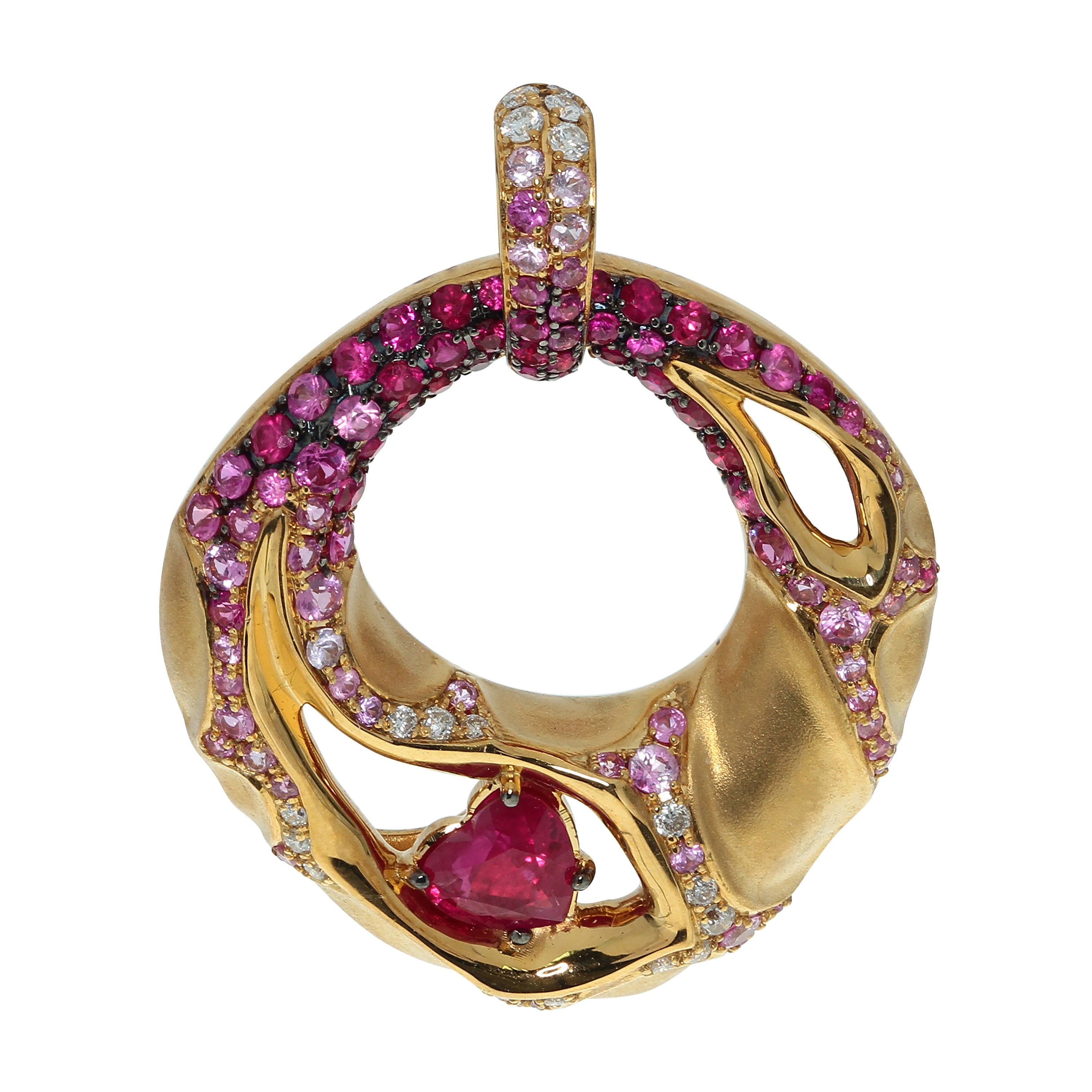 Ruby, Diamonds 18K Yellow Gold, Pendant, P 0079-0