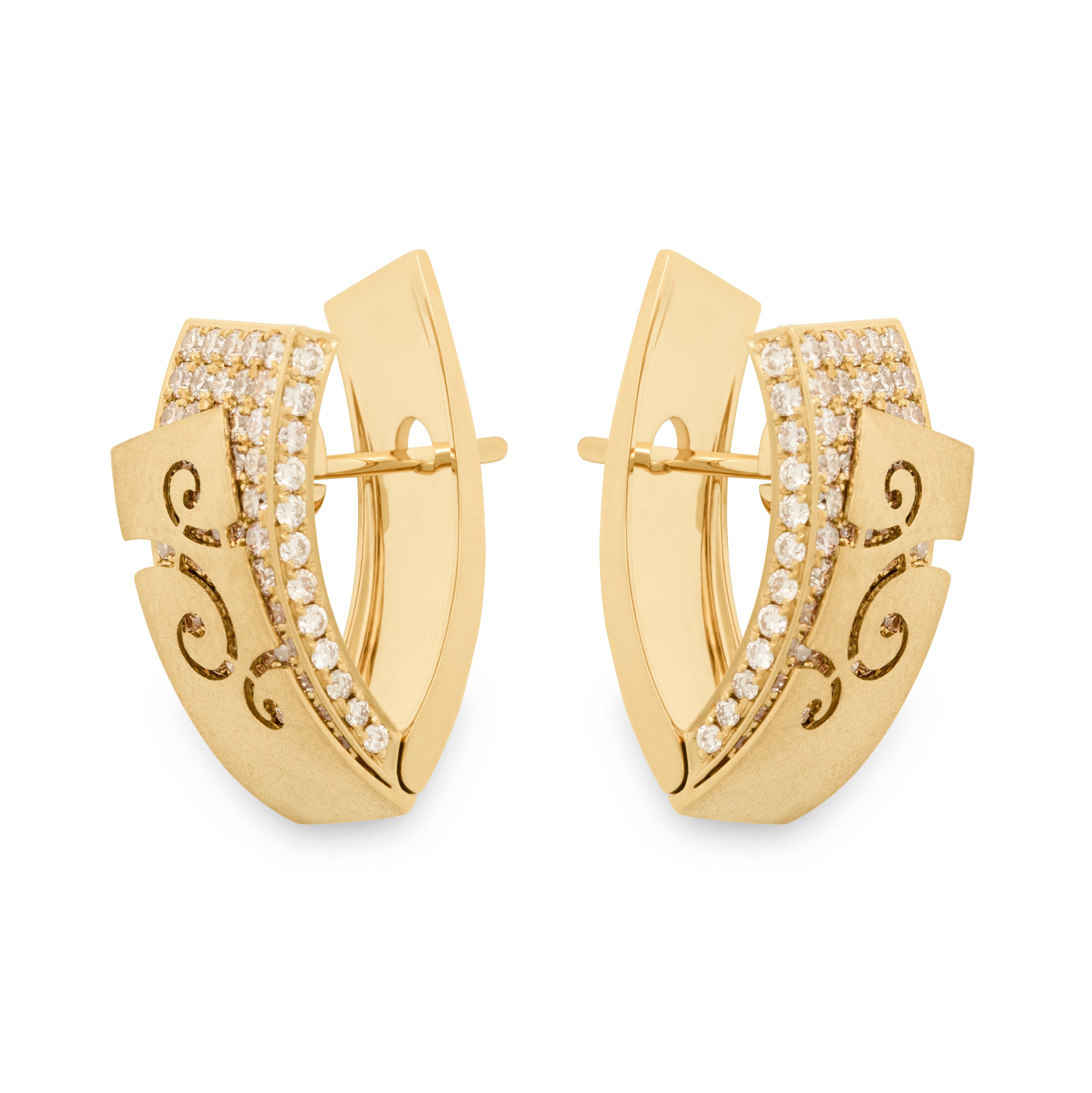 Champagne Diamonds 18K Yellow Gold Earrings, E 0003-3
