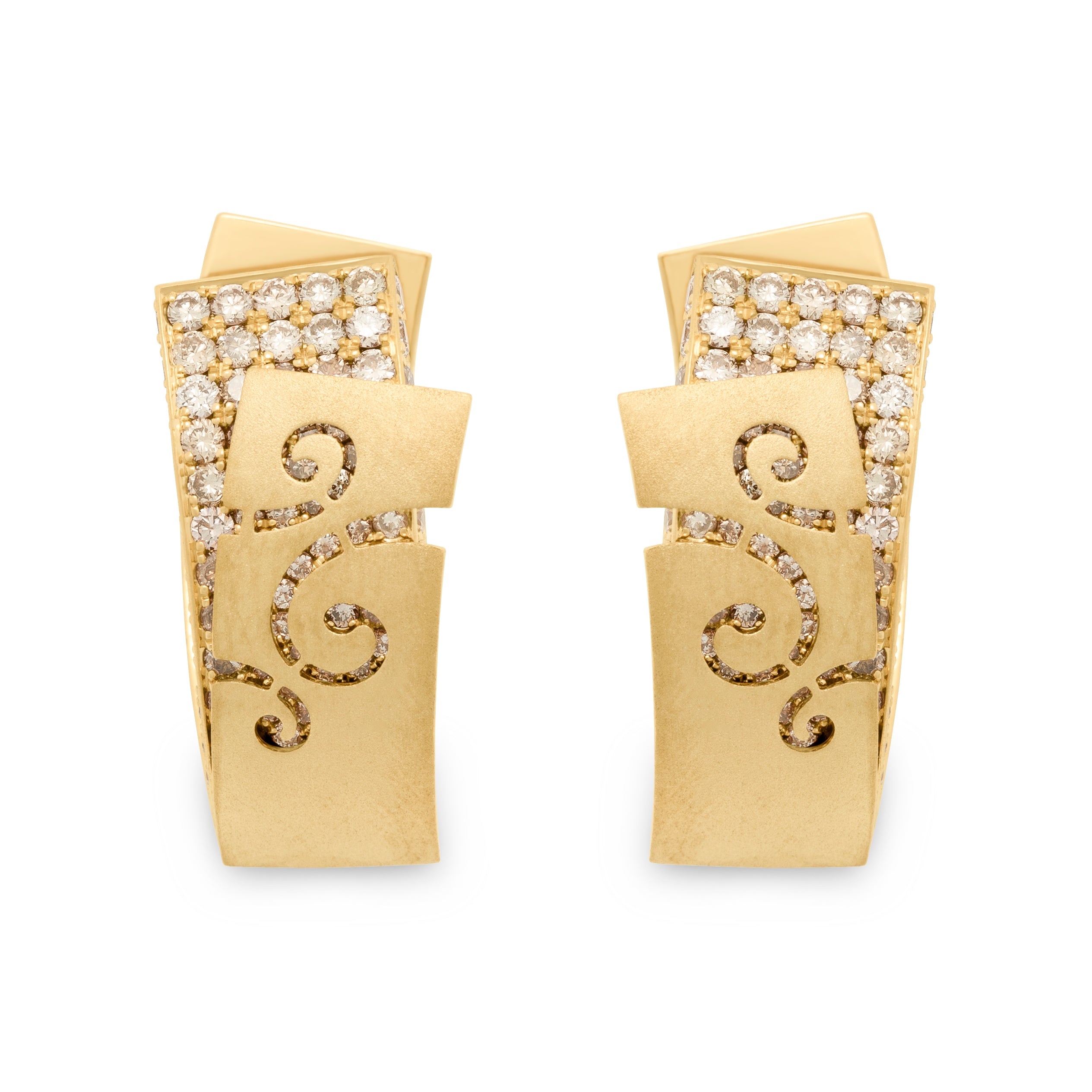 Champagne Diamonds 18K Yellow Gold Earrings, E 0003-3