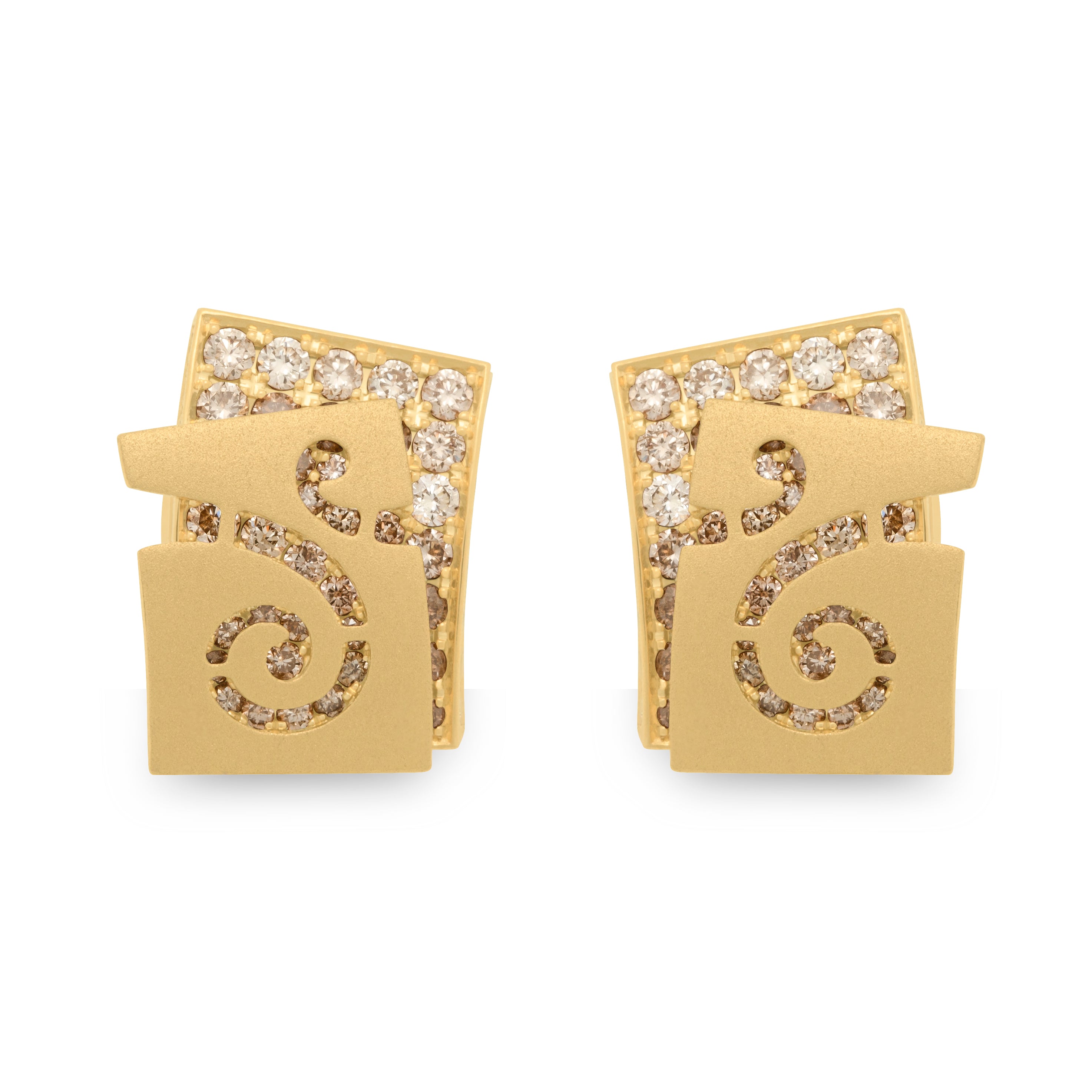 Champagne Diamonds 18K Yellow Gold Earrings, E 0003-4