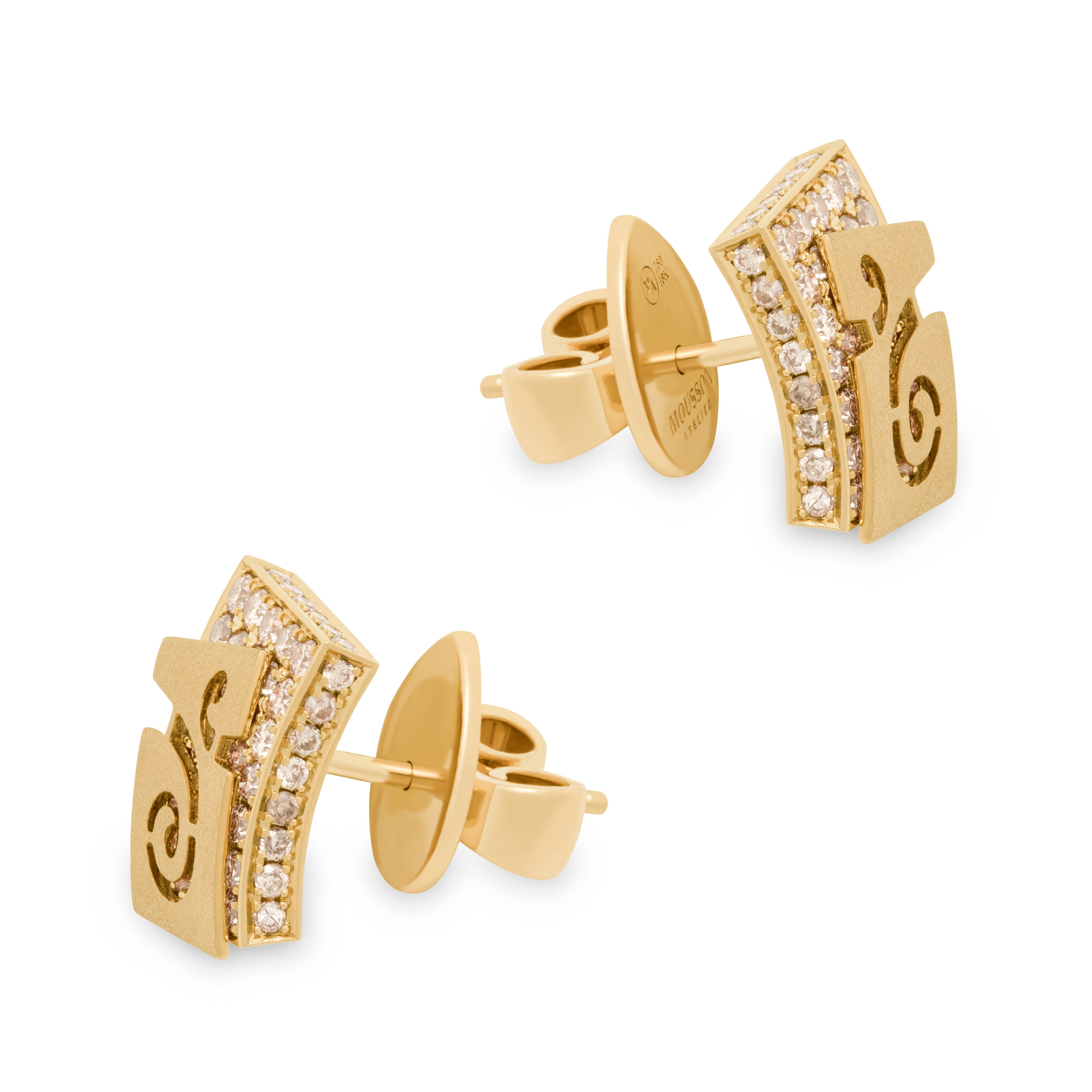 Champagne Diamonds 18K Yellow Gold Earrings, E 0003-4