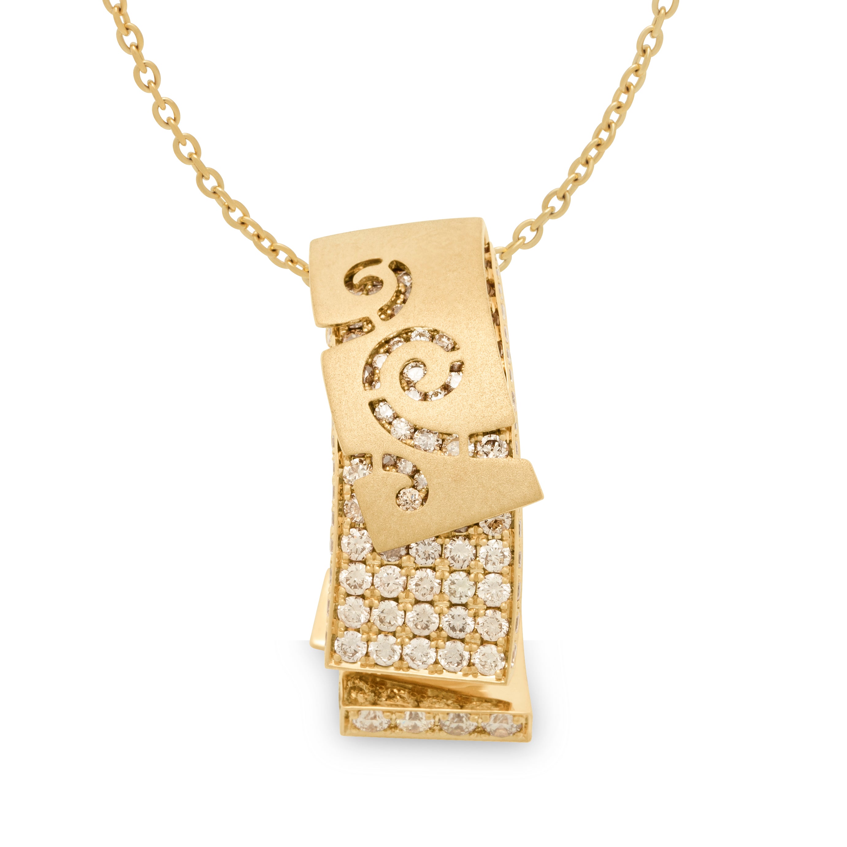 P 0003-1, 18K Yellow Gold, Champagne Diamonds Pendant