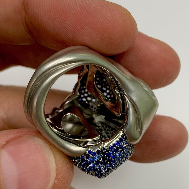 Sapphires, Diamonds 18K White Gold Ring, R 0132-1