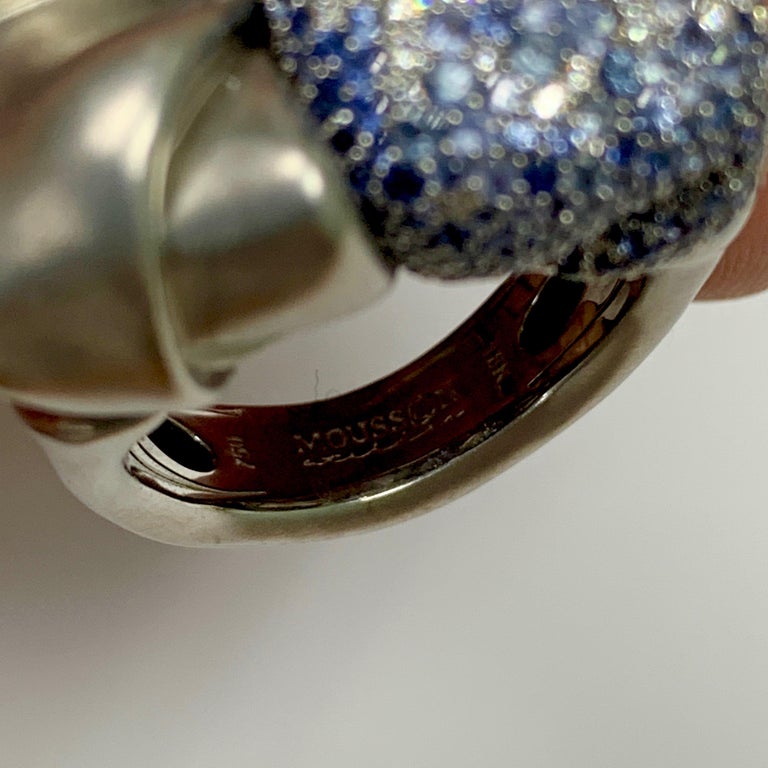 Sapphires, Diamonds 18K White Gold Ring, R 0132-1