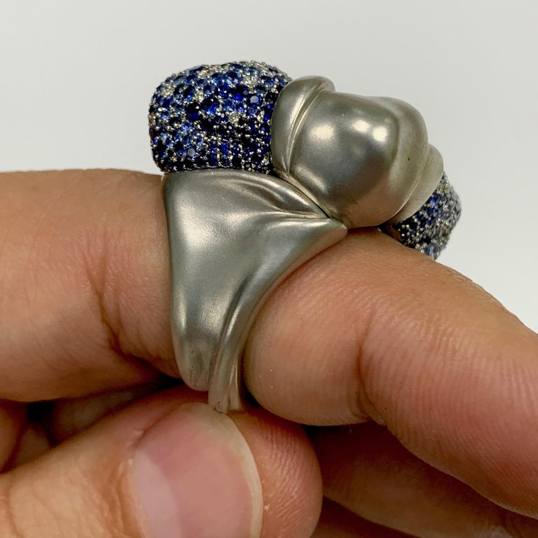 Sapphires, Diamonds 18K White Gold Ring, R 0132-1