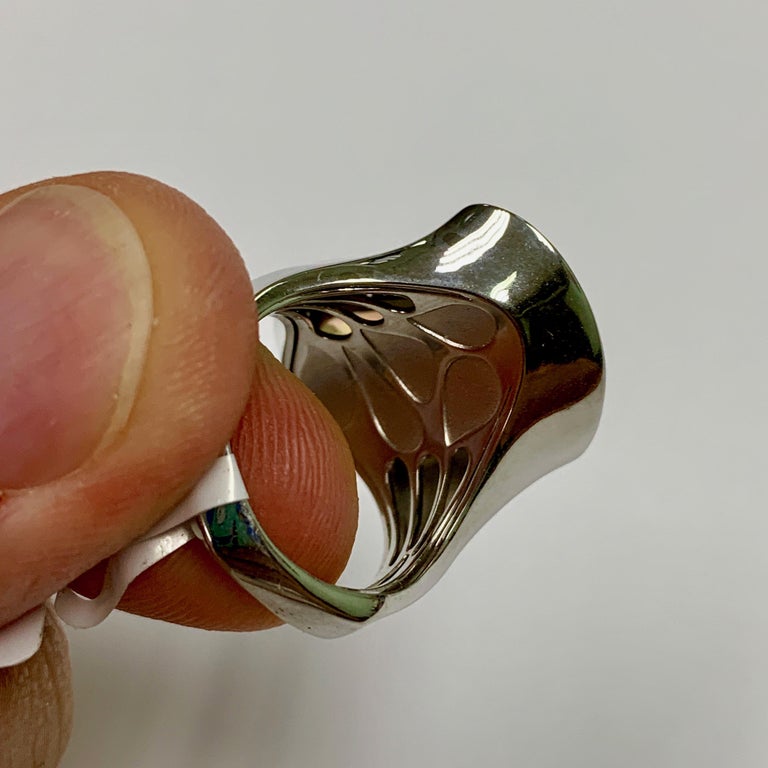 Mexican Fire Opal, Diamonds 18K White Gold Ring, R 0029-13