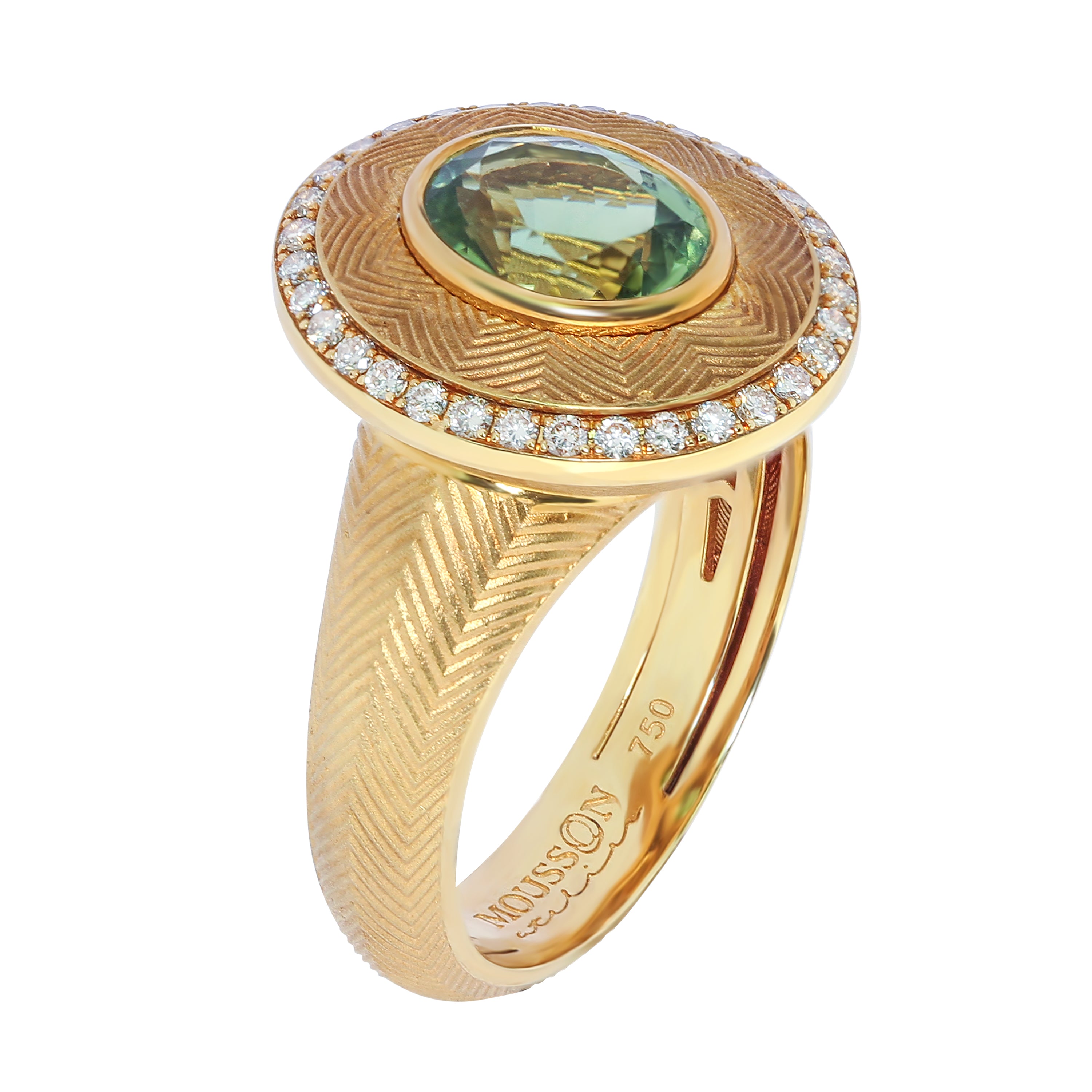 Tourmaline, Champagne Diamonds 18K Yellow Gold Ring, R 0084-0