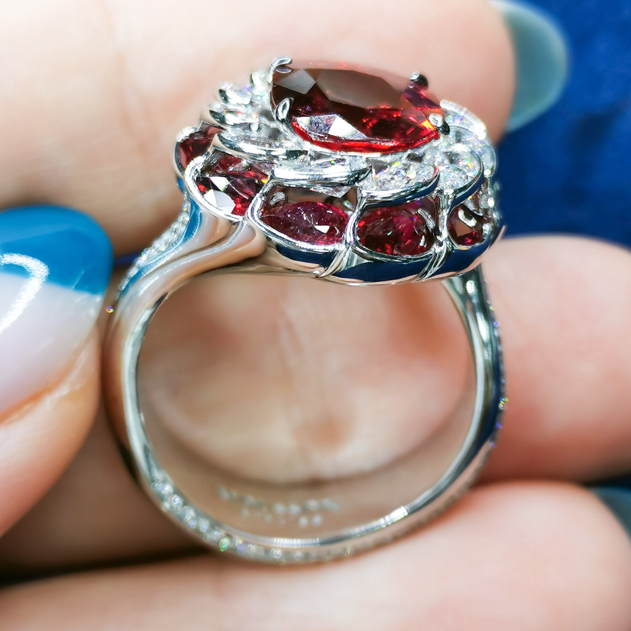 Ruby, Diamonds 18K White Gold Ring, R 0119-0