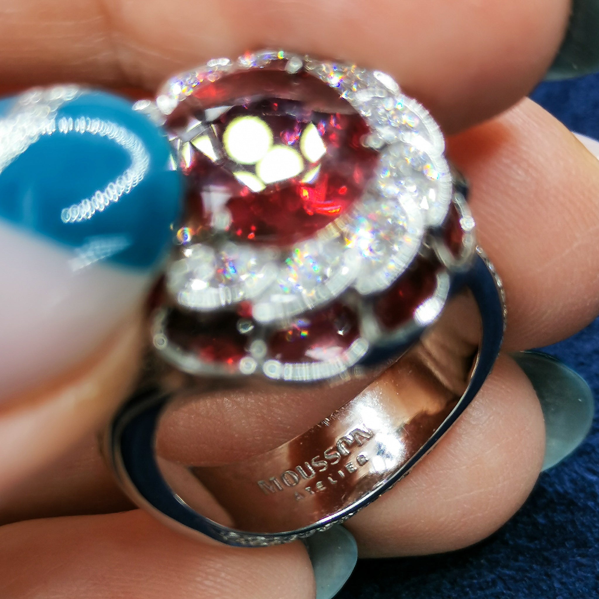 Ruby, Diamonds 18K White Gold Ring, R 0119-0