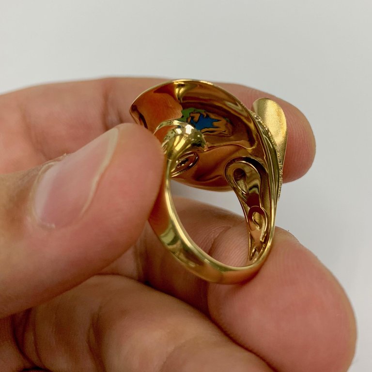 Diamonds, Yellow and Orange Sapphire 18K Yellow Gold Ring, R 0130-0