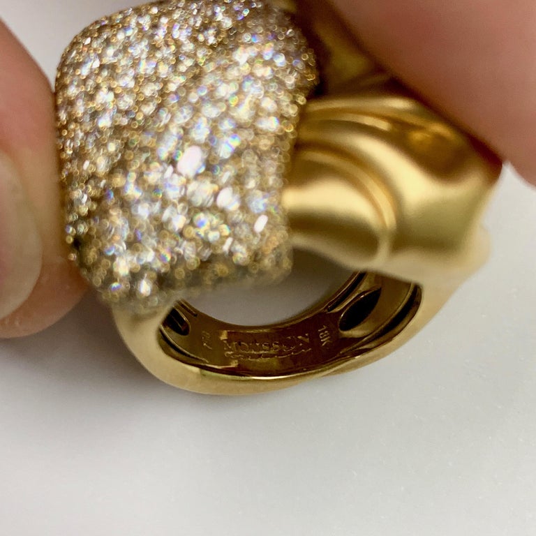 White and Champagne Diamonds 18K Yellow Gold Ring, R 0132-0