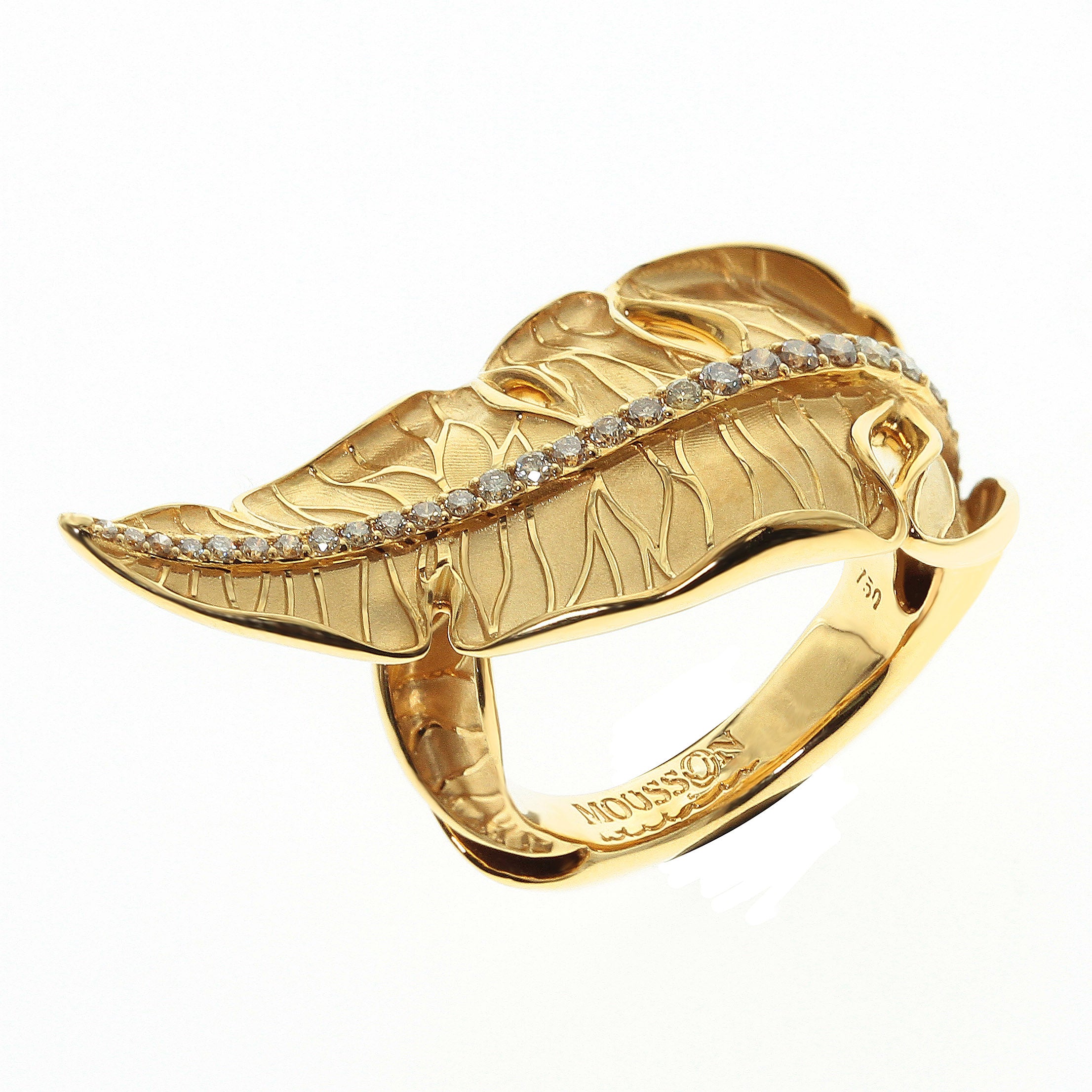 R 0164-0, 18K Yellow Gold, Champagne Diamonds Ring