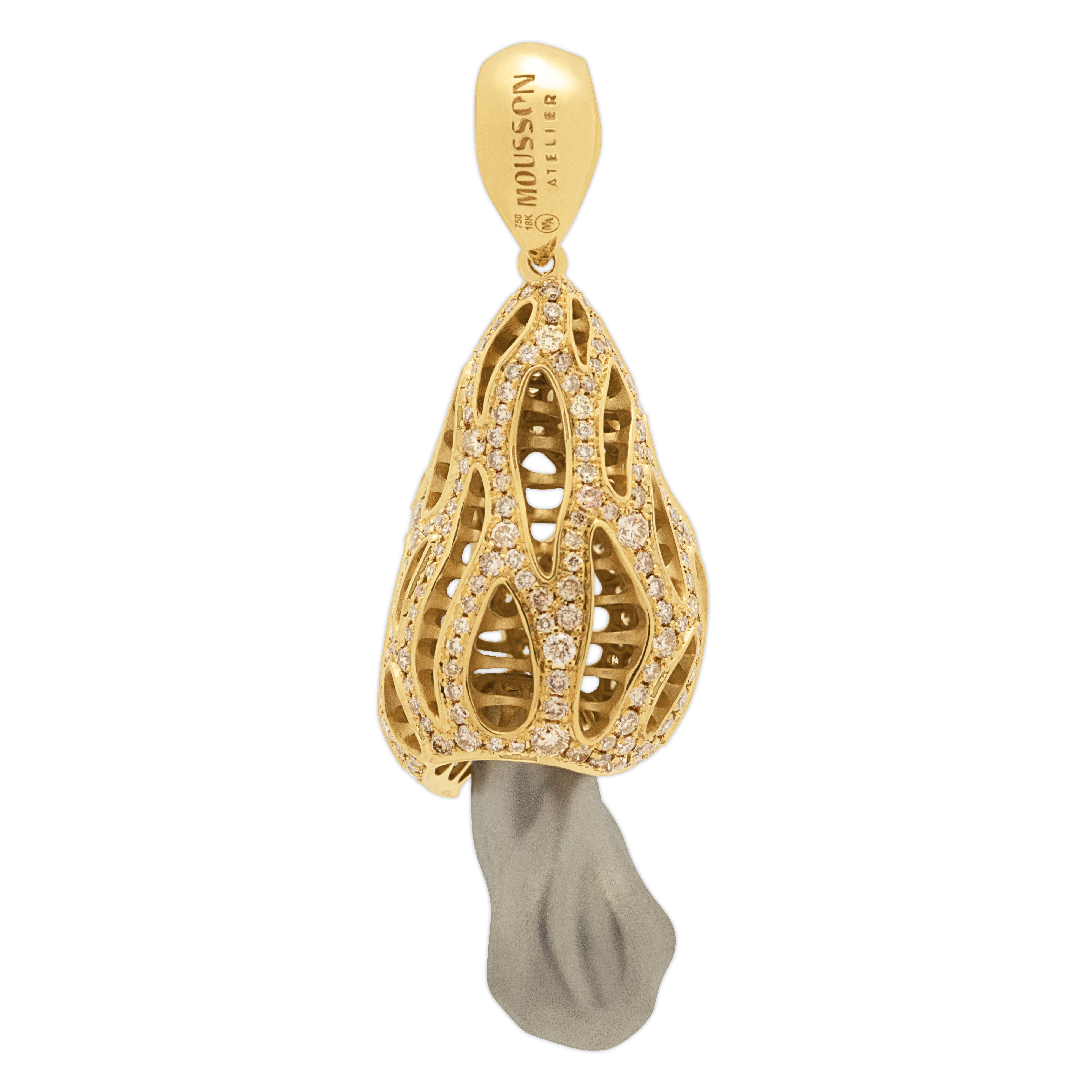 18K Yellow and White Gold, Champagne Diamonds Pendant, P 0204-3