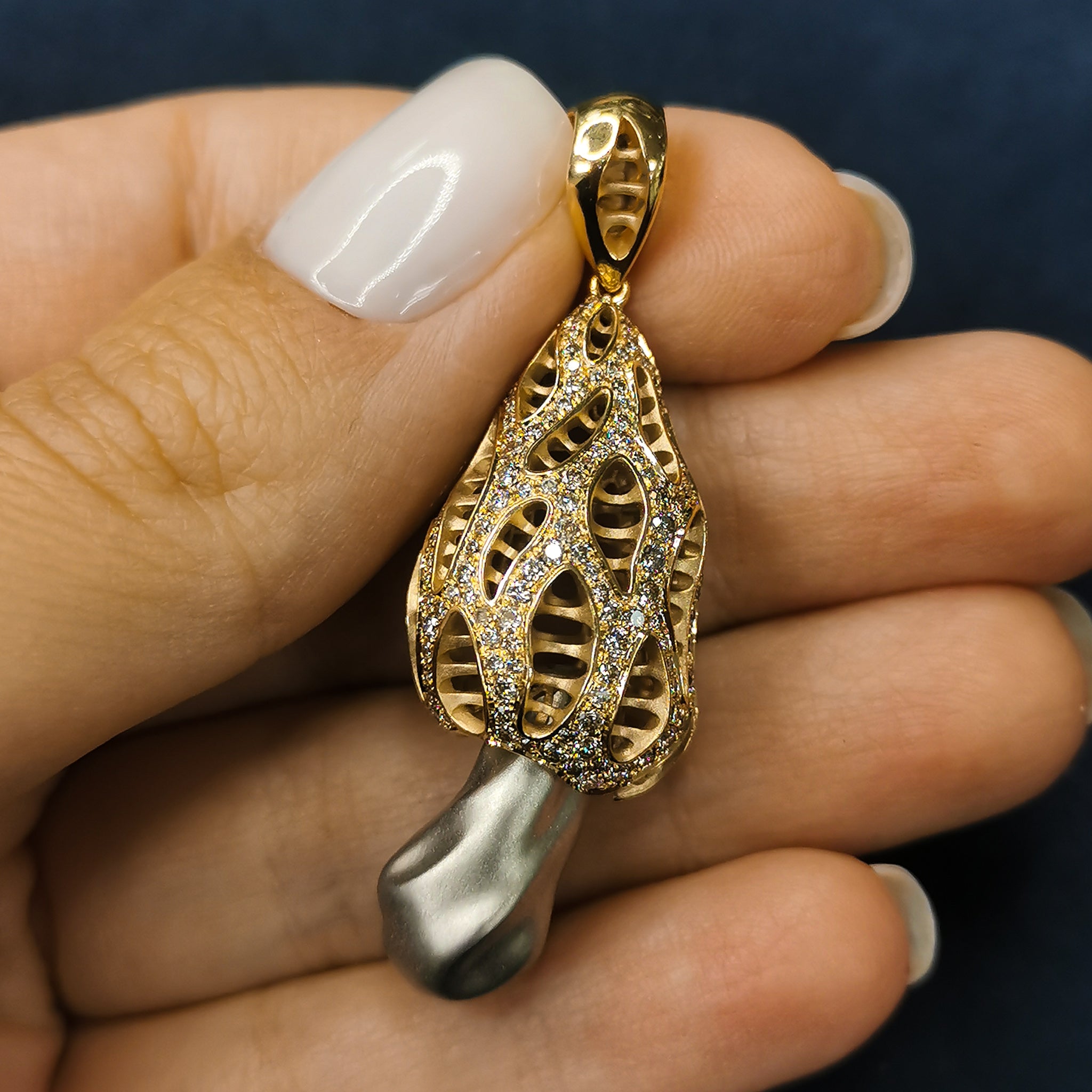 18K Yellow and White Gold, Champagne Diamonds Pendant, P 0204-3