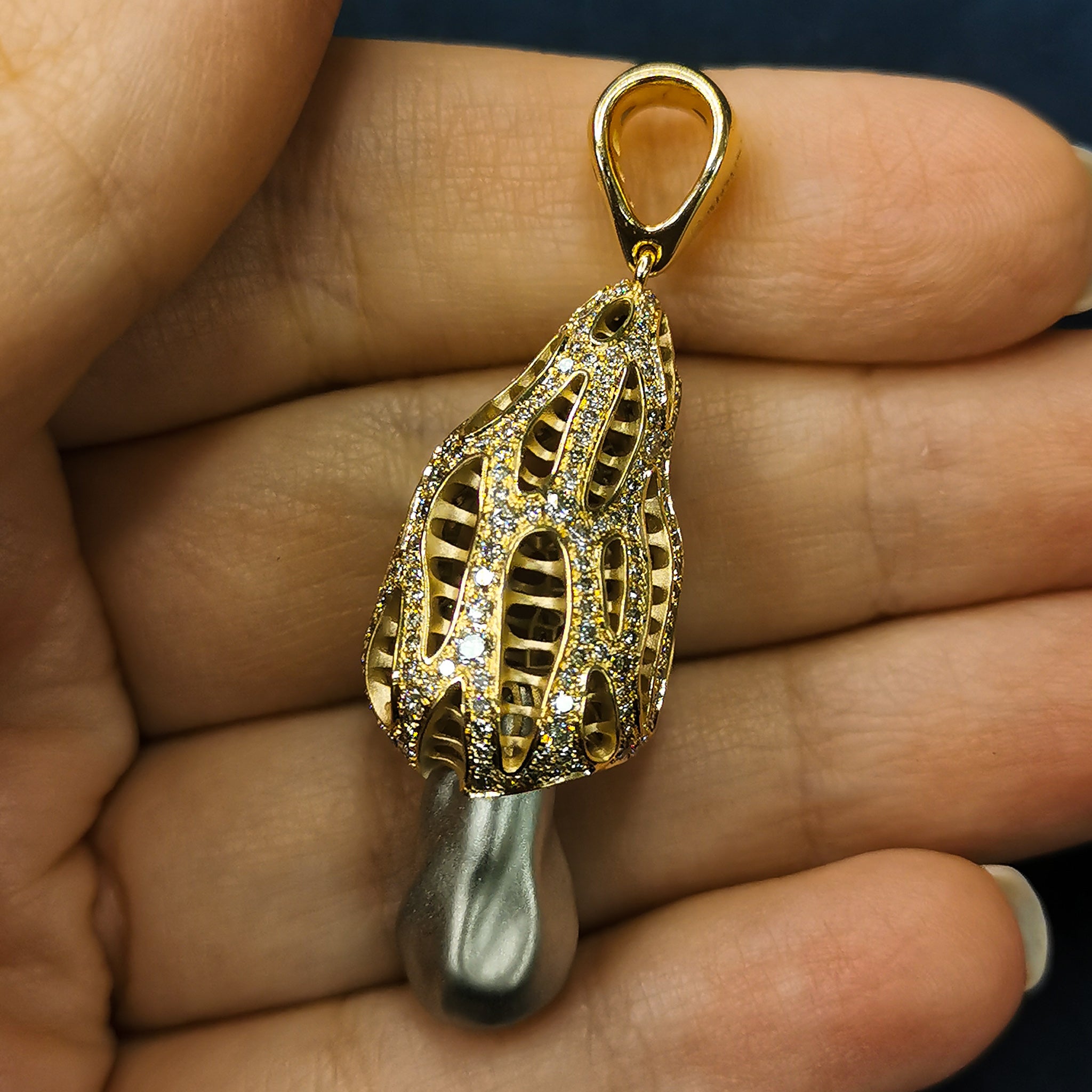 18K Yellow and White Gold, Champagne Diamonds Pendant, P 0204-3