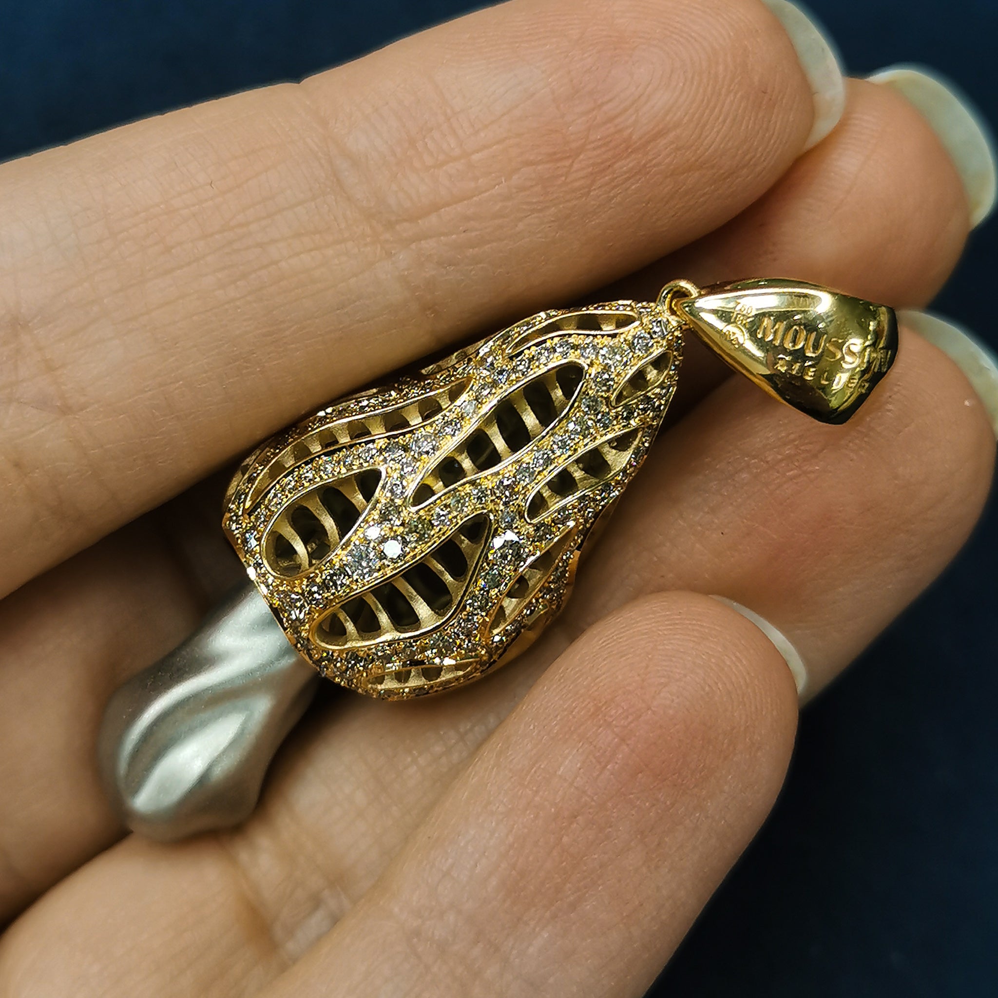 18K Yellow and White Gold, Champagne Diamonds Pendant, P 0204-3
