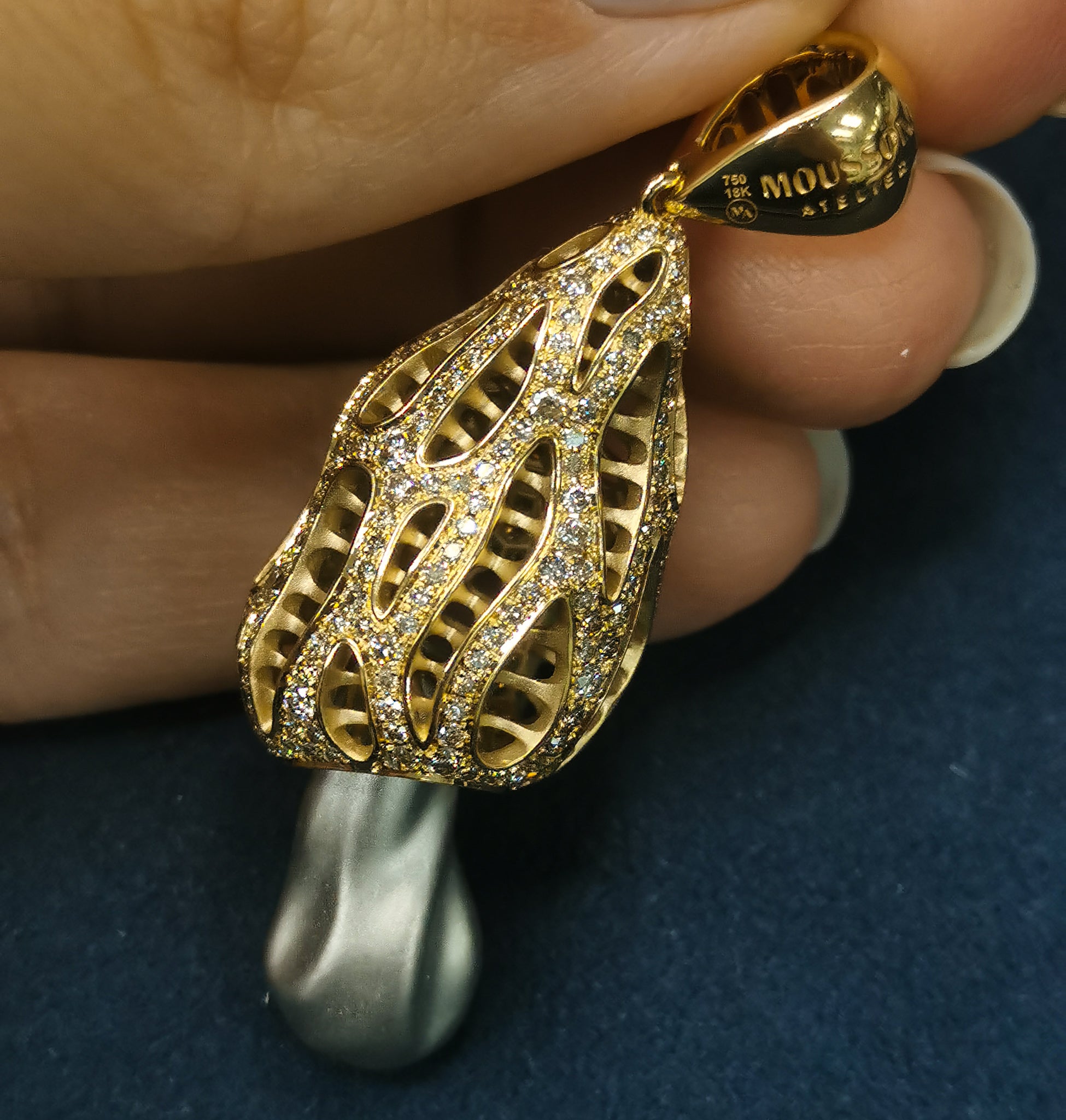18K Yellow and White Gold, Champagne Diamonds Pendant, P 0204-3