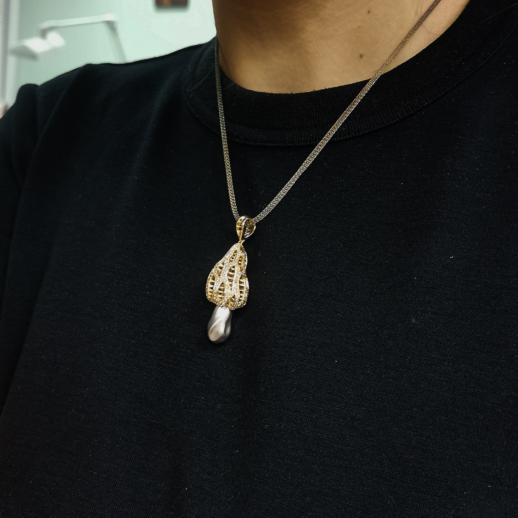 18K Yellow and White Gold, Champagne Diamonds Pendant, P 0204-3
