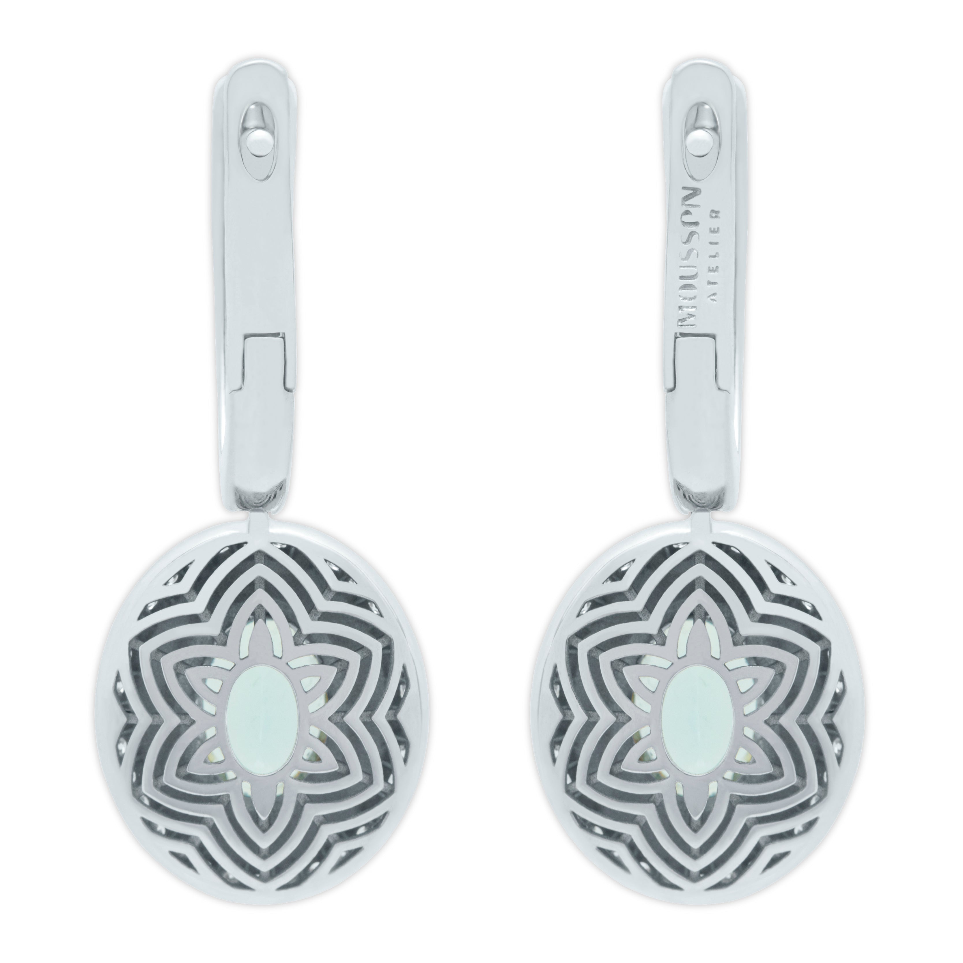 Aquamarine, Diamonds 18K White Gold Earrings, E 0084-3
