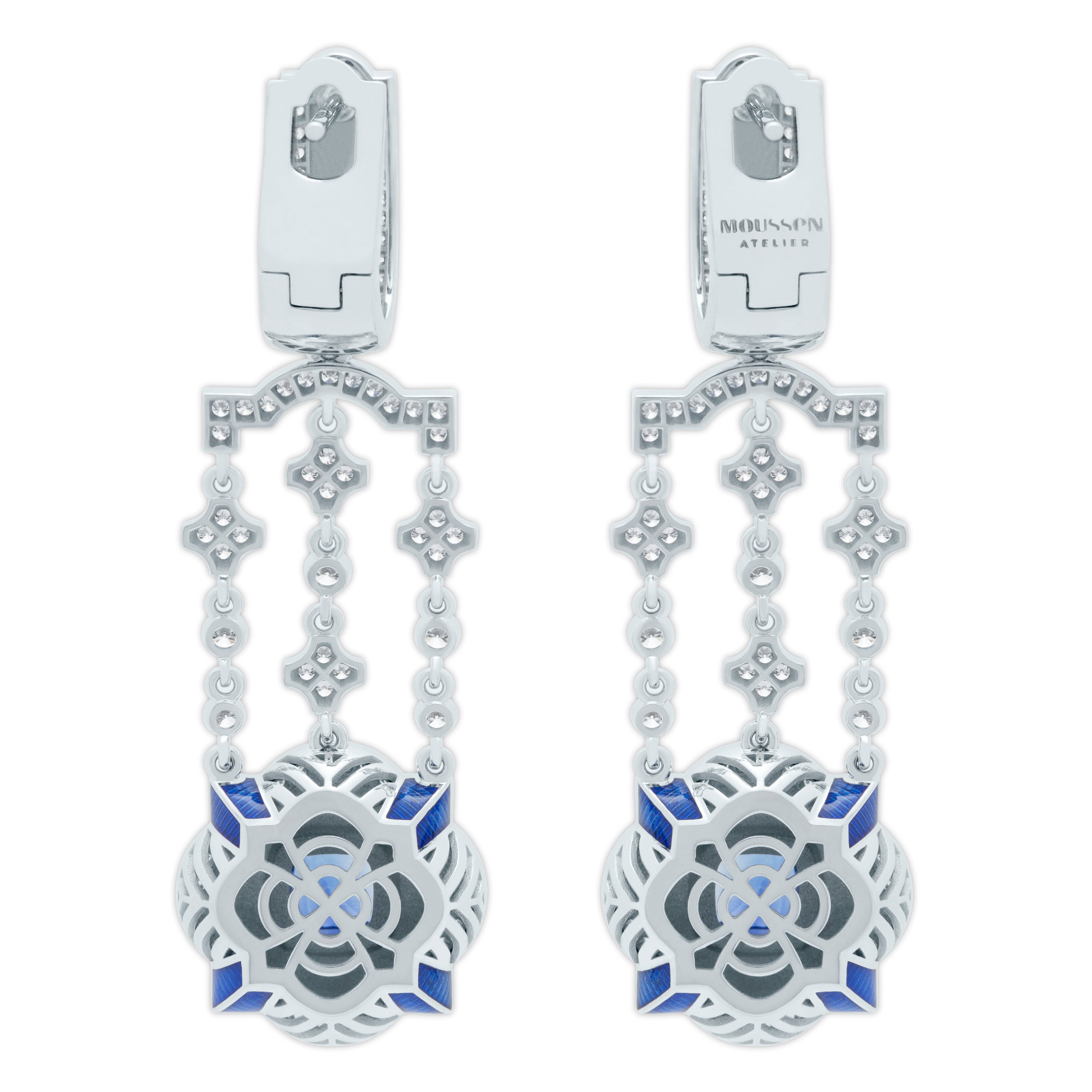 Sapphire, Diamonds 18K White Gold Earrings, E 0117-20