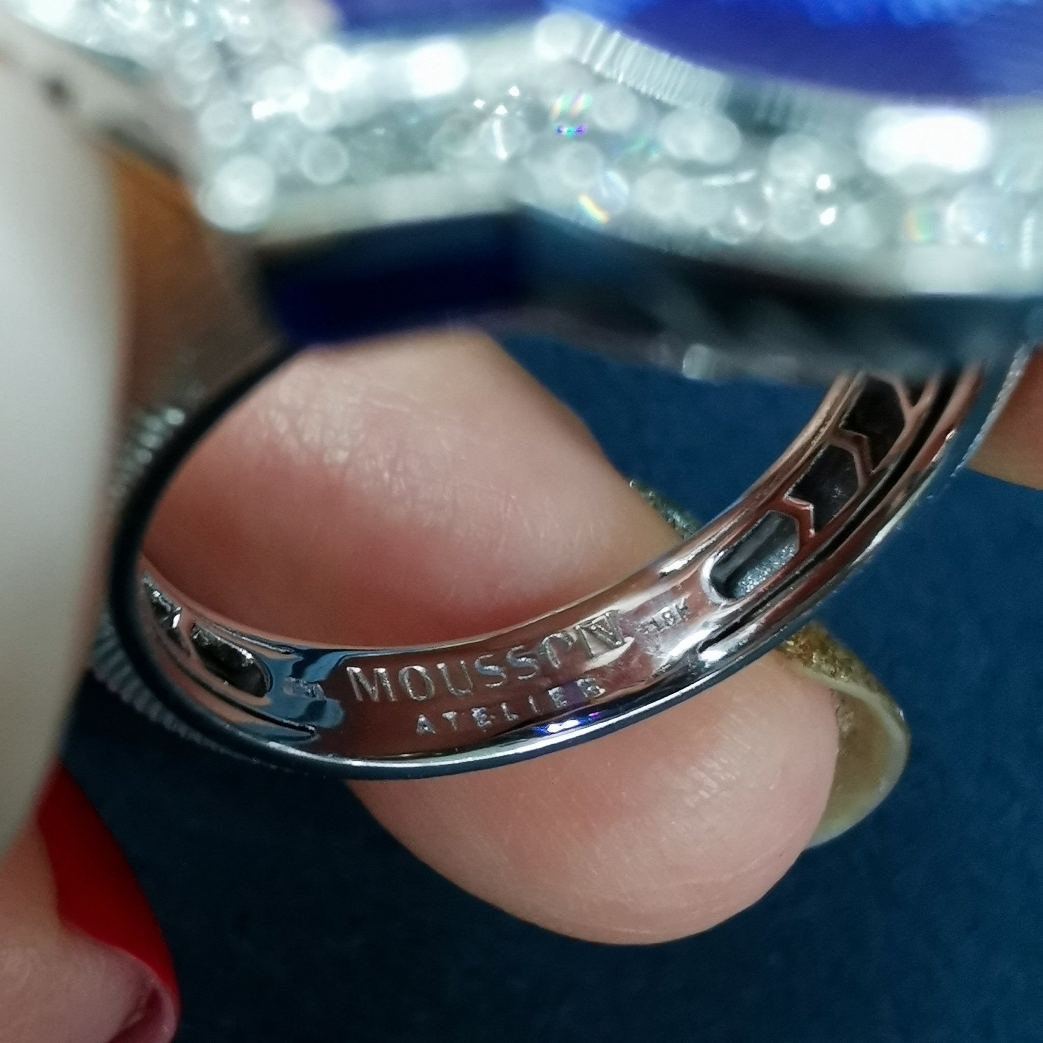 Sapphire, Diamonds 18K White Gold Ring, R 0117-20