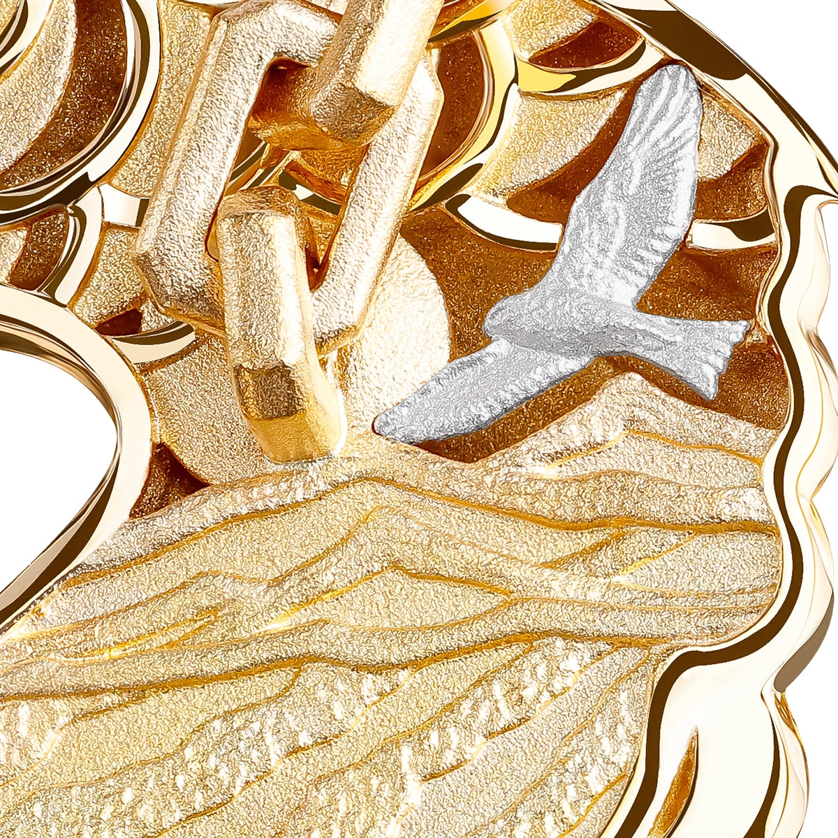 Diamonds 18K Yellow White Gold Enamel Eagle Cufflinks, C 0301-0