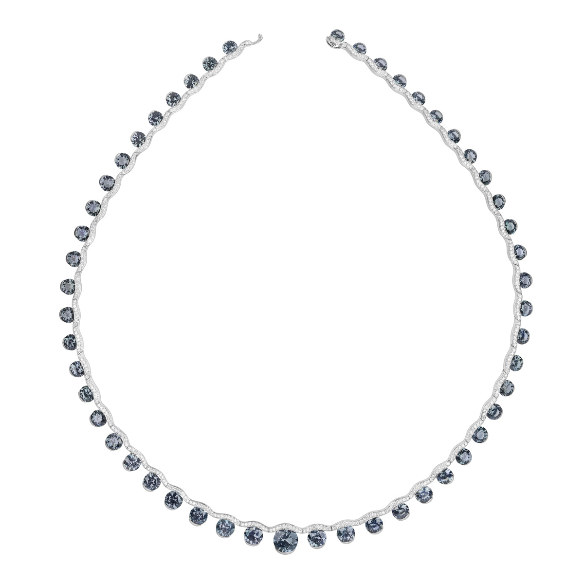 N 0195-1 18K White Gold, Spinel, Diamonds Necklace